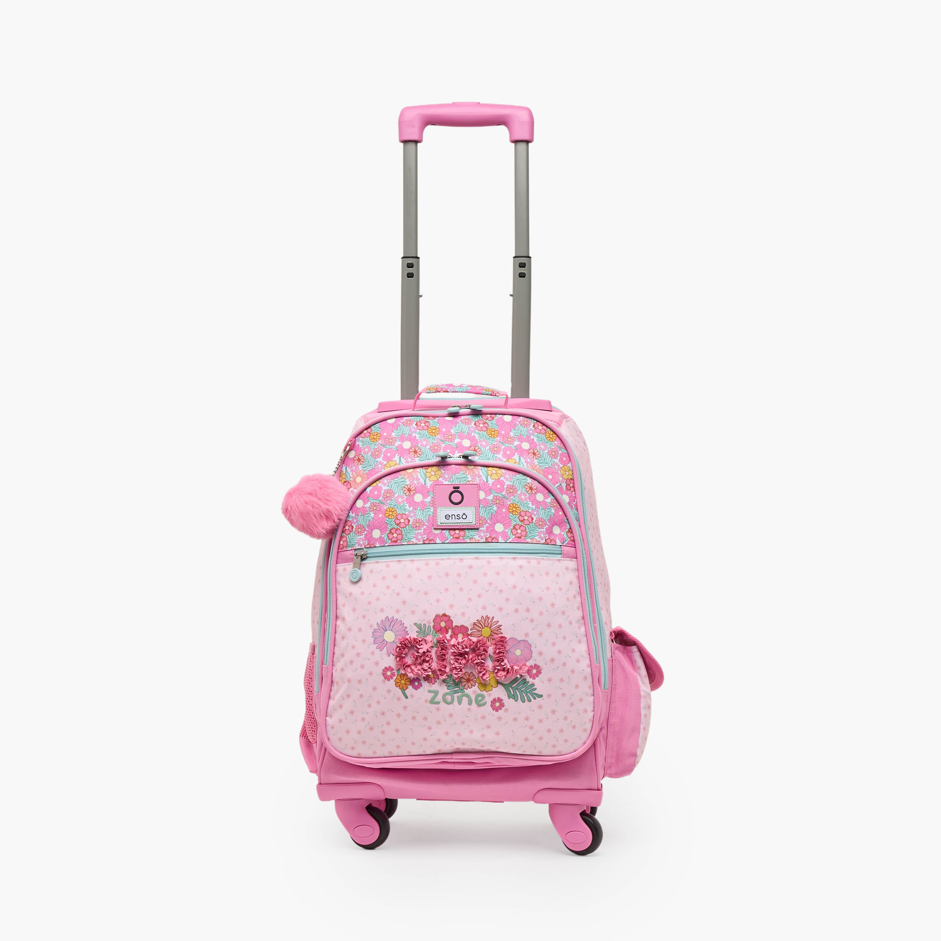 Enso Floral Print Trolley Bag for Girls 8-12 Years with Padded Straps - 17 inches-school-bagsandbackpacks-trolleybags-image-3