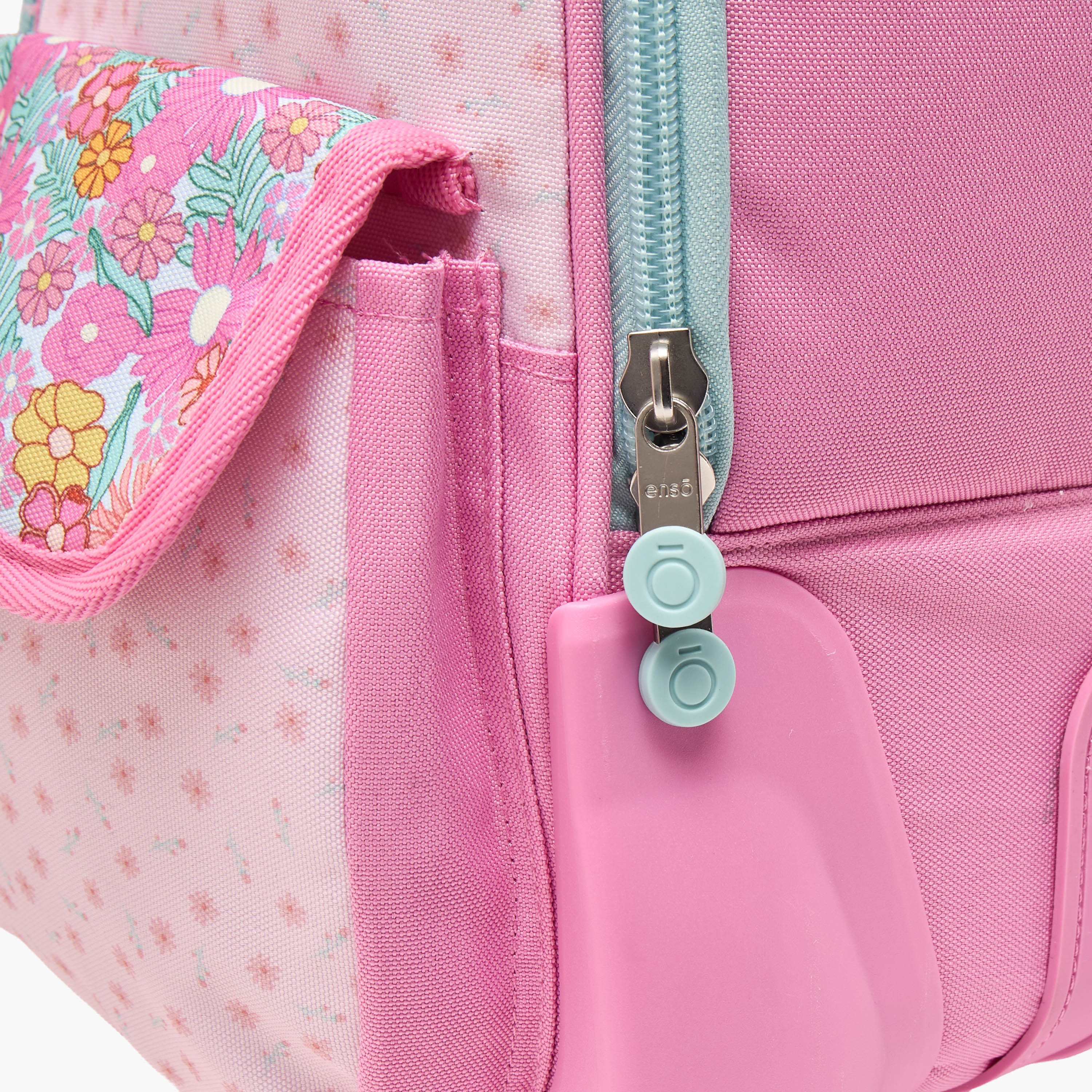 Enso Floral Print Trolley Bag for Girls 8-12 Years with Padded Straps - 17 inches-school-bagsandbackpacks-trolleybags-image-4