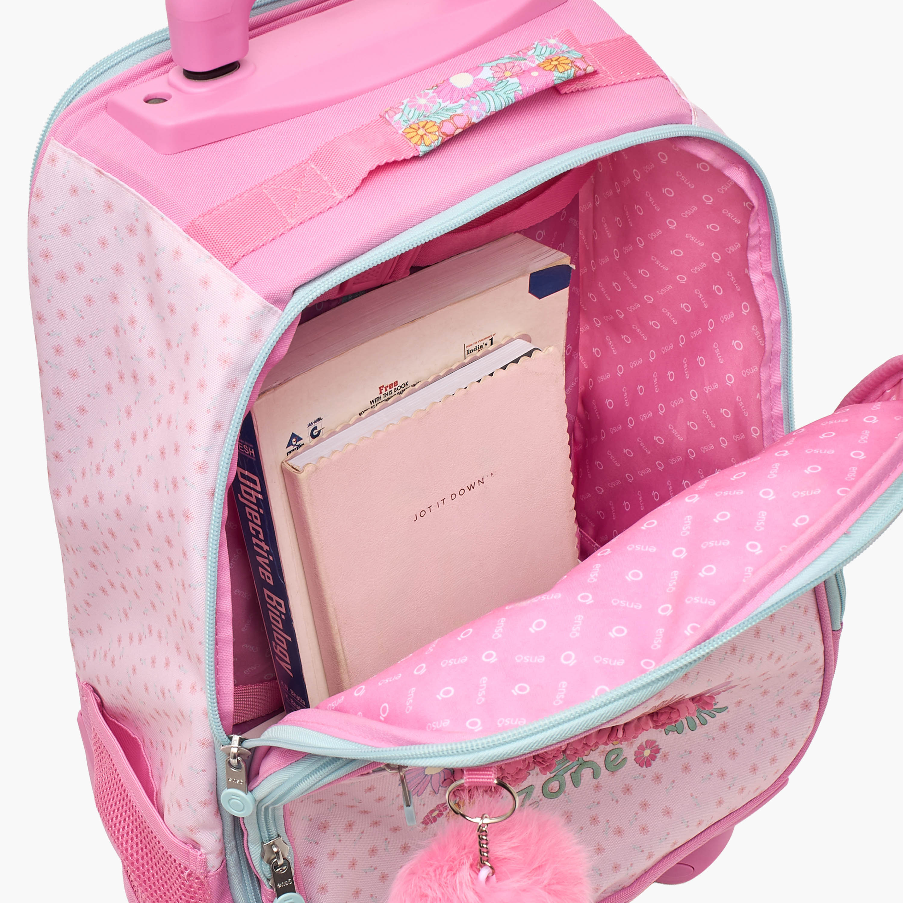 Enso Floral Print Trolley Bag for Girls 8-12 Years with Padded Straps - 17 inches-school-bagsandbackpacks-trolleybags-image-7