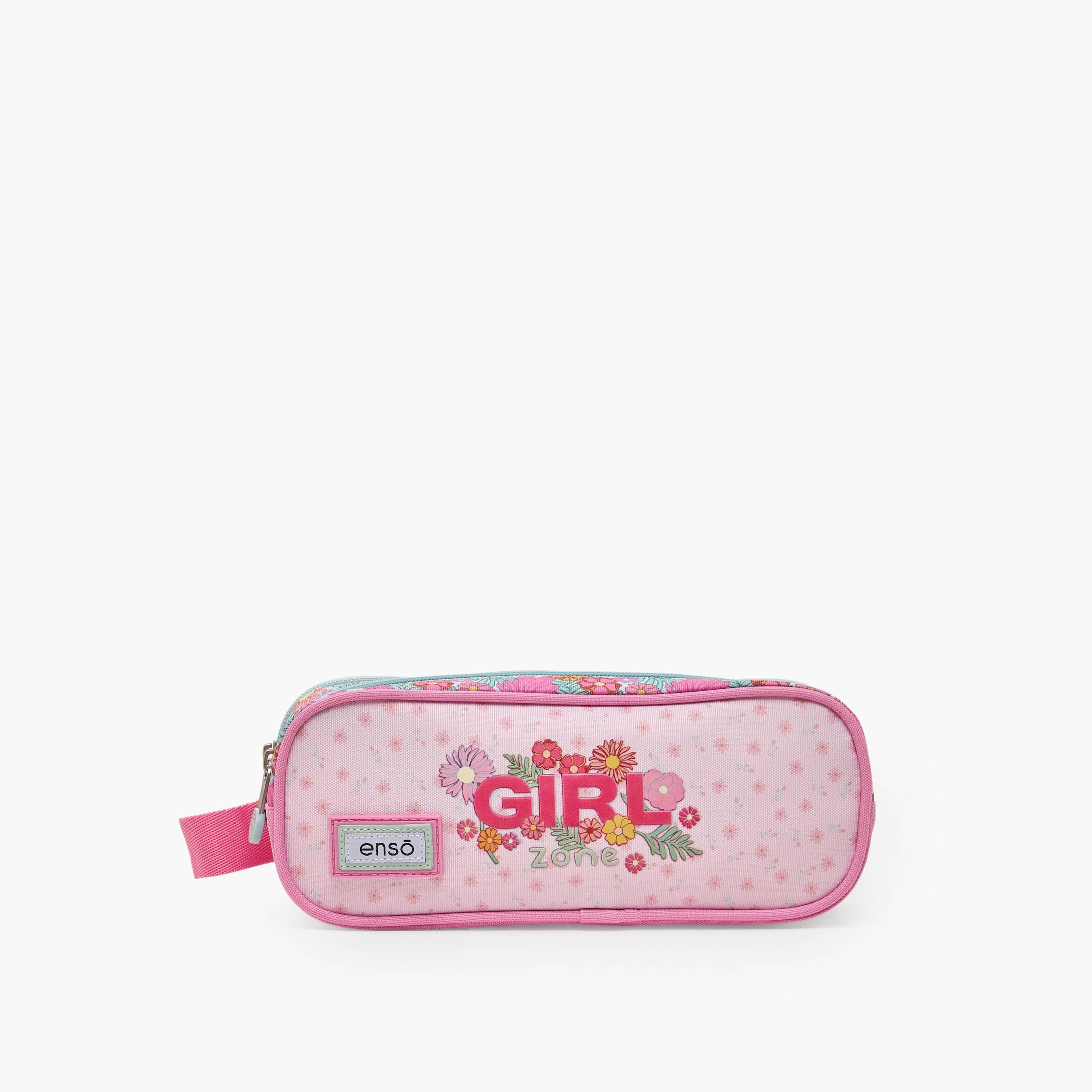مقلمة بقسمين وطبعات زهرية من إنسو-school-stationery-pencilcases-image-1