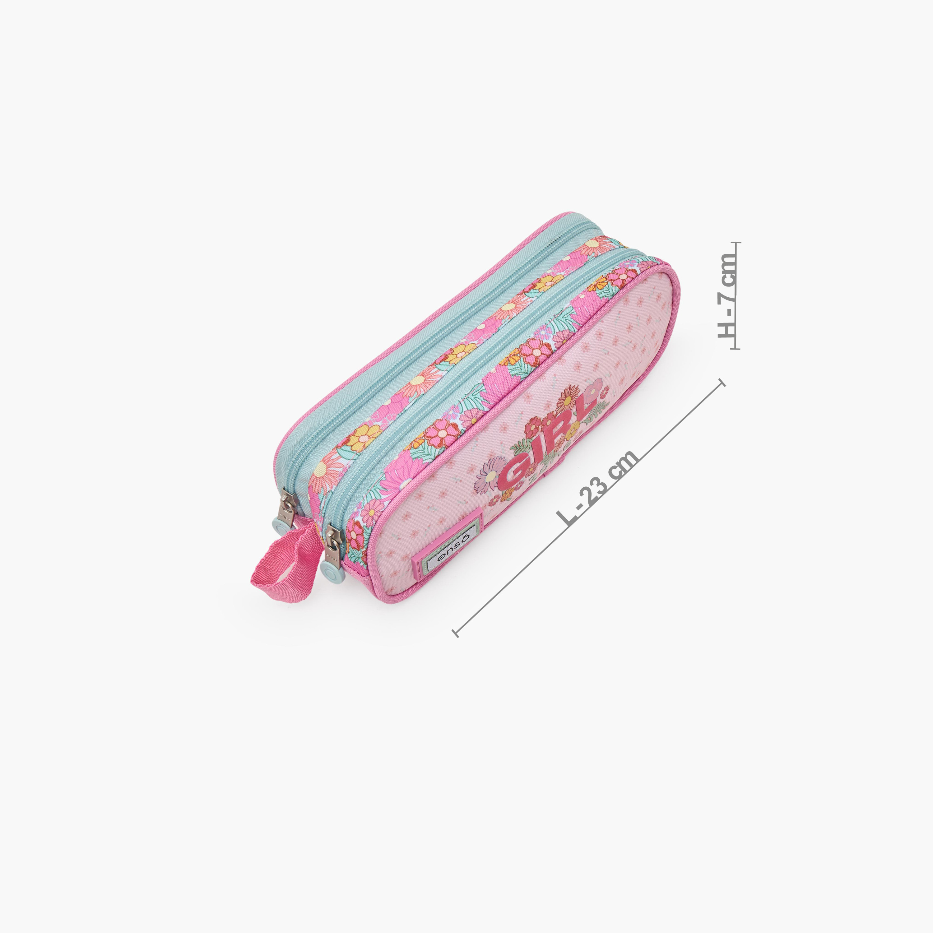 مقلمة بقسمين وطبعات زهرية من إنسو-school-stationery-pencilcases-image-4