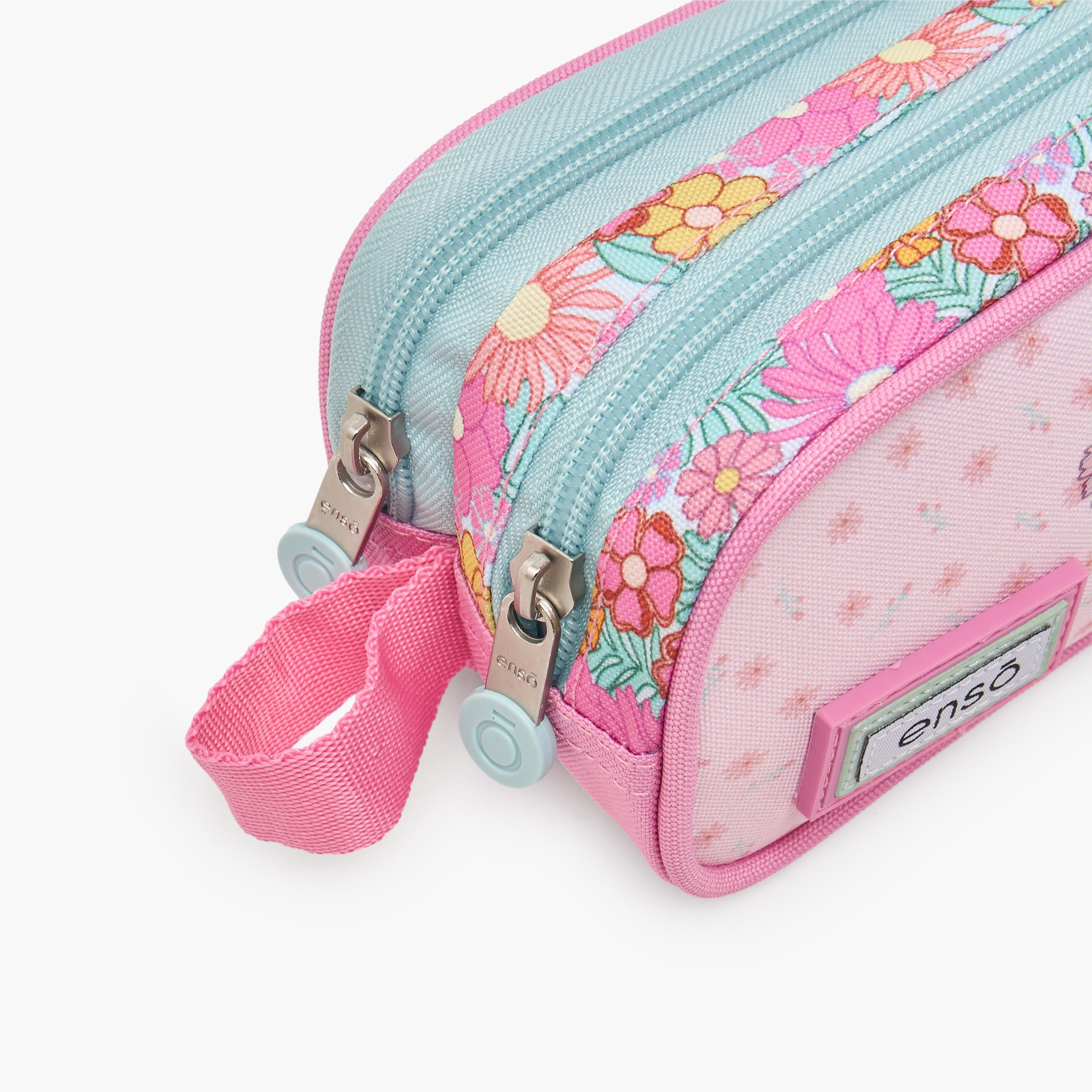 مقلمة بقسمين وطبعات زهرية من إنسو-school-stationery-pencilcases-image-6