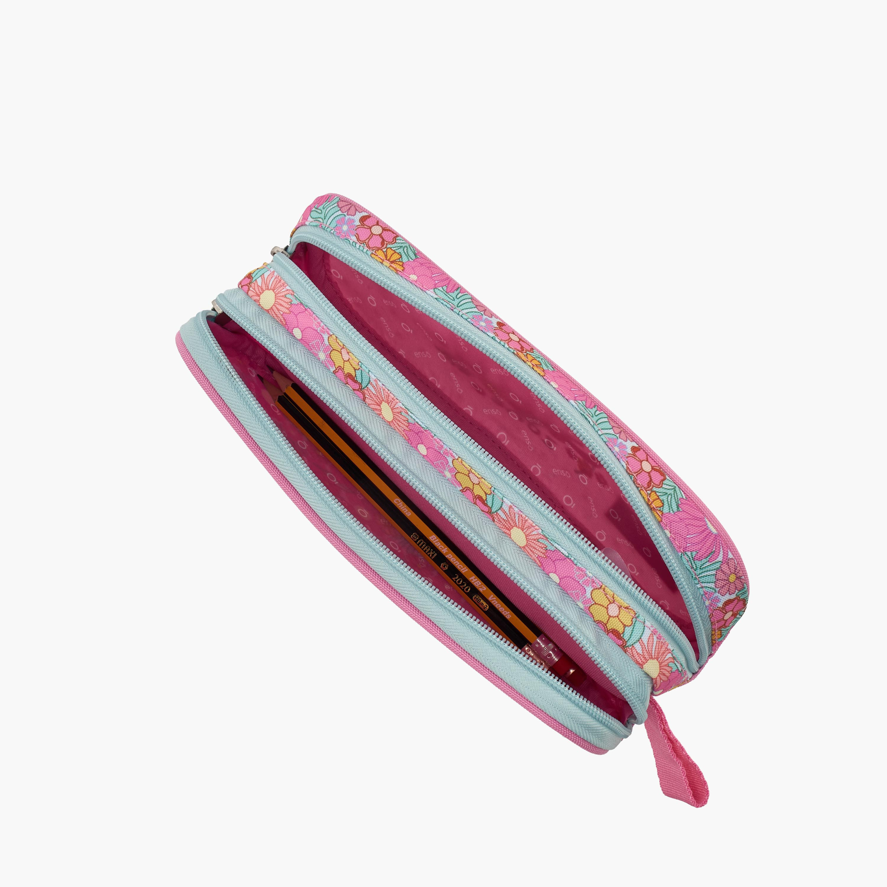 مقلمة بقسمين وطبعات زهرية من إنسو-school-stationery-pencilcases-image-8
