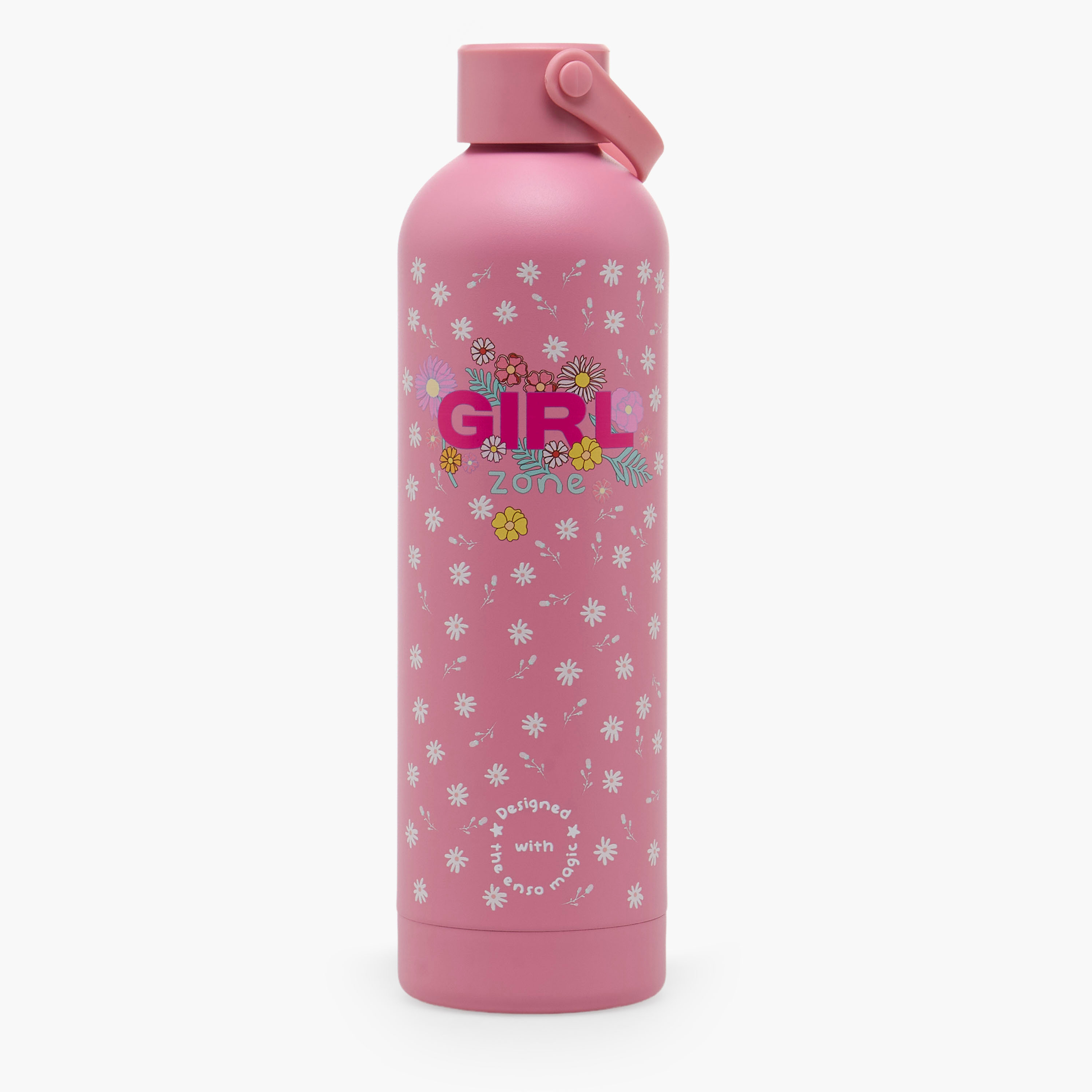 قارورة مياه ستانلس ستيل بغطاء محكم الإغلاق ومانع للتسرب وبطبعات زهرية من إنسو -  750 مل-school-waterbottles-image-1