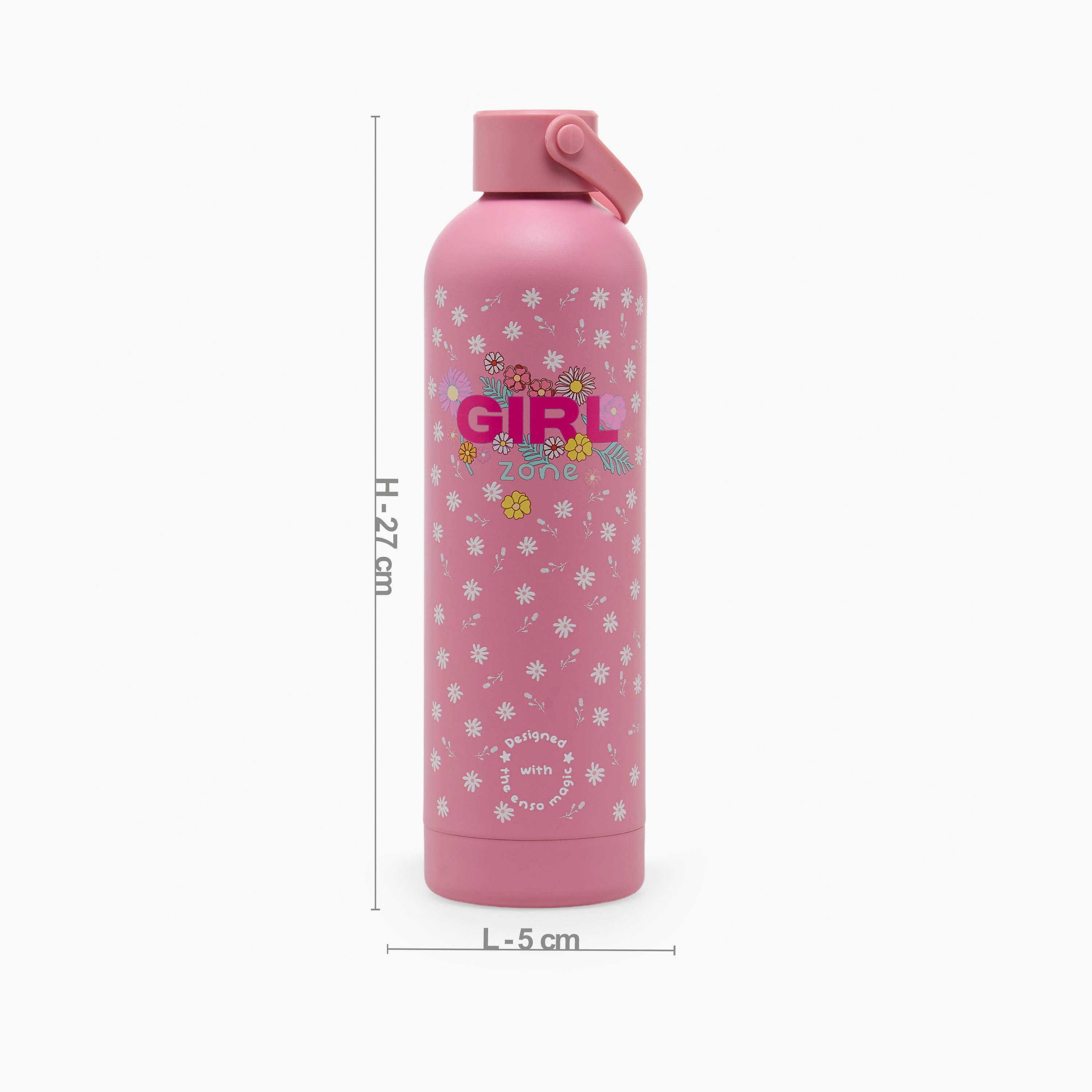 قارورة مياه ستانلس ستيل بغطاء محكم الإغلاق ومانع للتسرب وبطبعات زهرية من إنسو -  750 مل-school-waterbottles-image-3