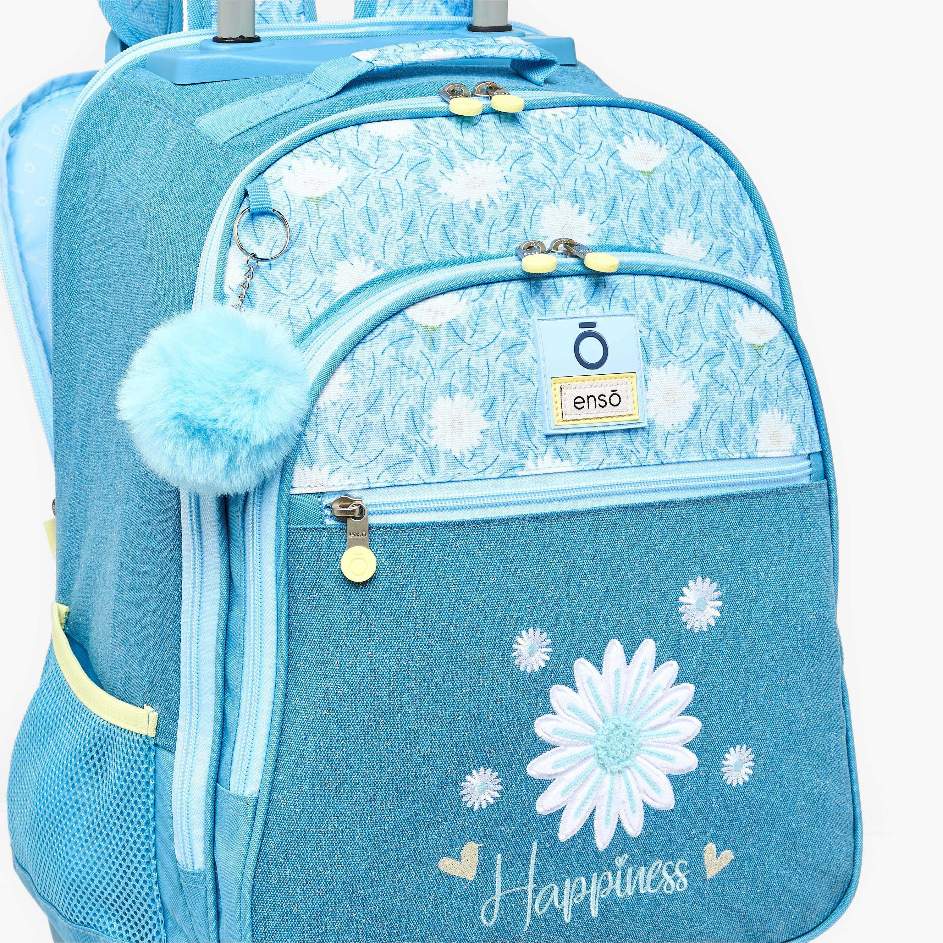 Enso Floral Print Trolley Backpack for Girls 8-13 Years with Retractable Handle - 17 inches-school-bagsandbackpacks-trolleybags-image-5