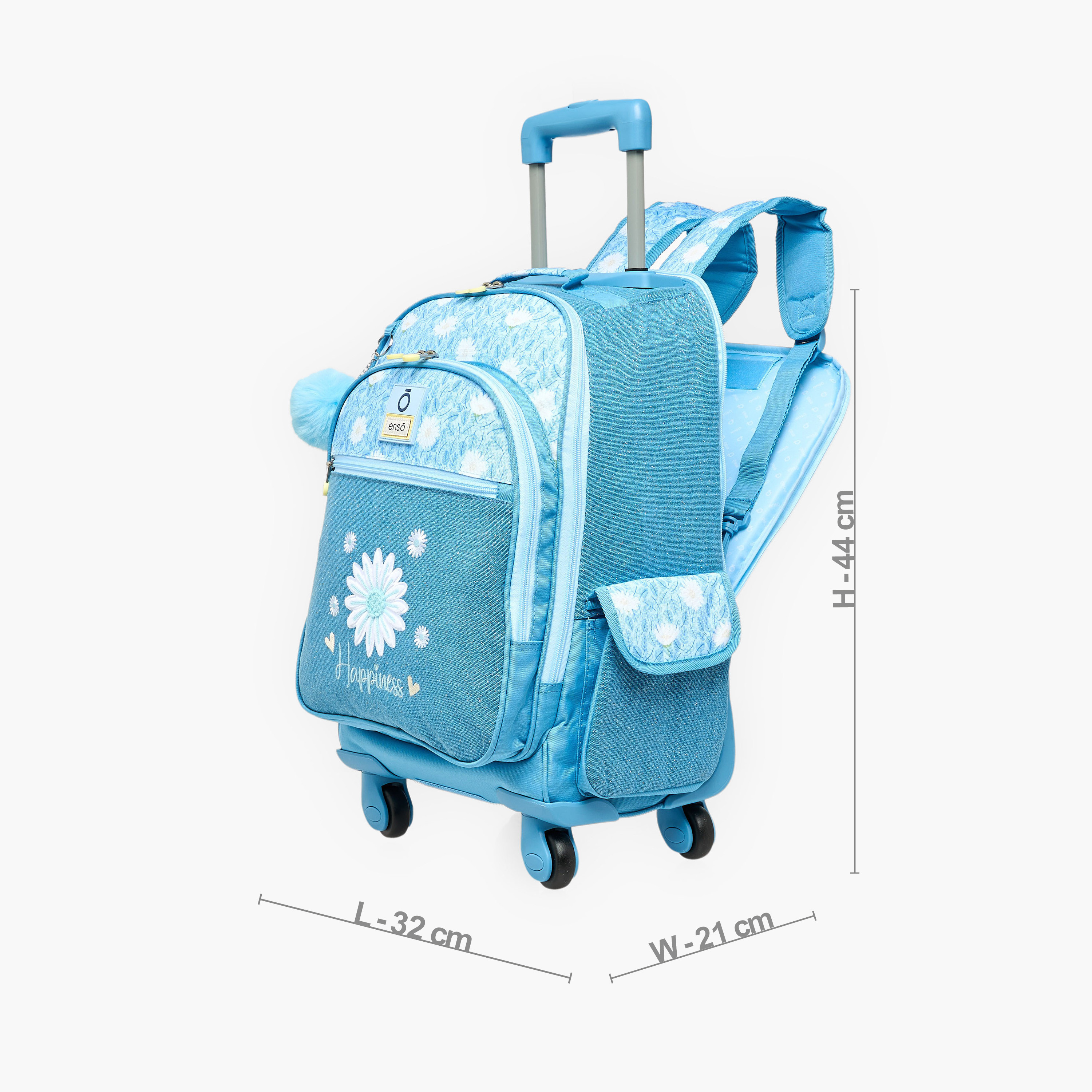 Enso Floral Print Trolley Backpack for Girls 8-13 Years with Retractable Handle - 17 inches-school-bagsandbackpacks-trolleybags-image-8