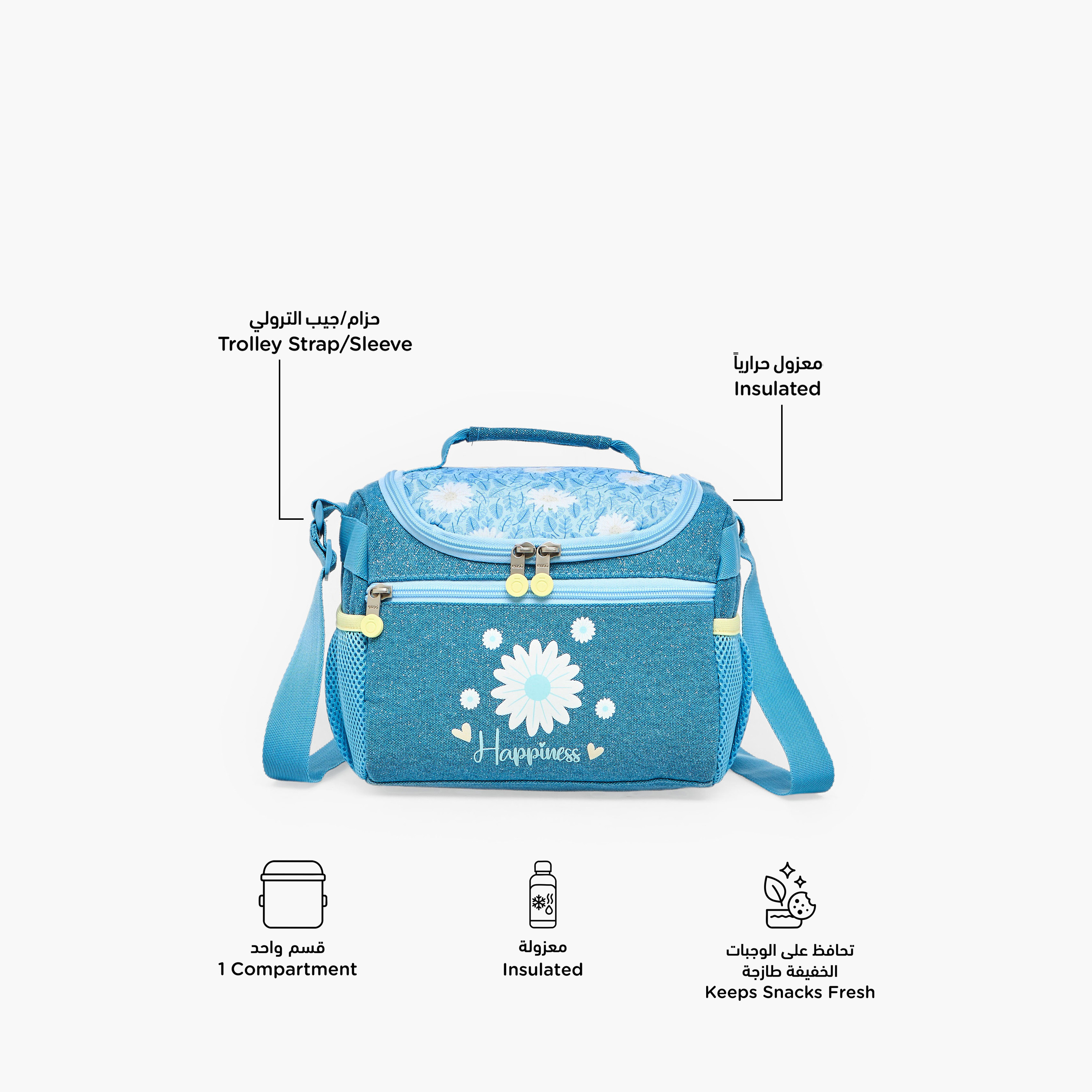 شنطة غداء بطبعات زهور وحزام قابل للتعديل للبنات من 8 إلى 13 سنة من إنسو-school-lunchessentials-lunchbags-image-2