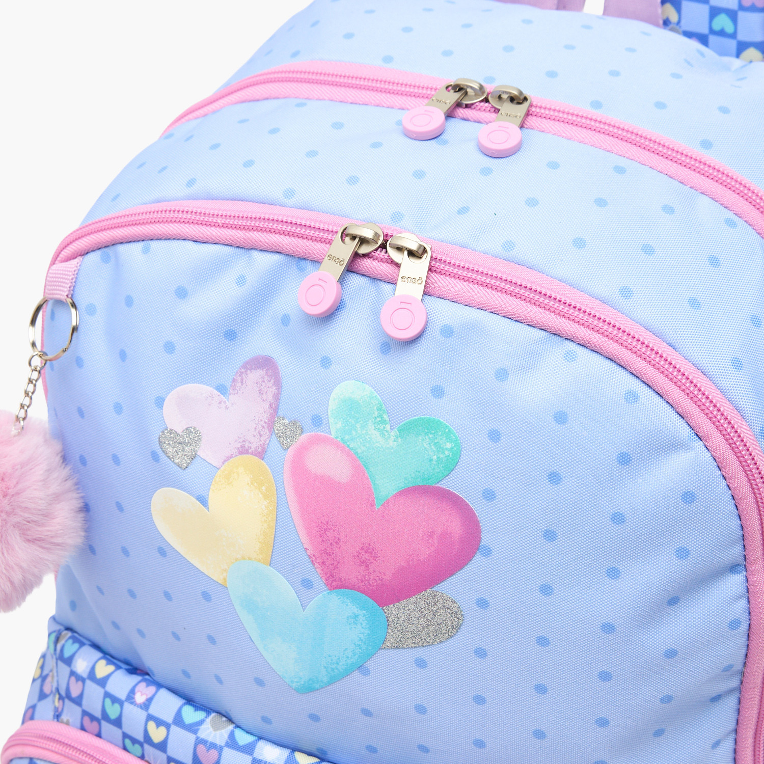 Enso Heart Print Backpack for Girls 8-13 Years with Pom-Pom Accent - 18 inches-school-bagsandbackpacks-backpacks-image-4