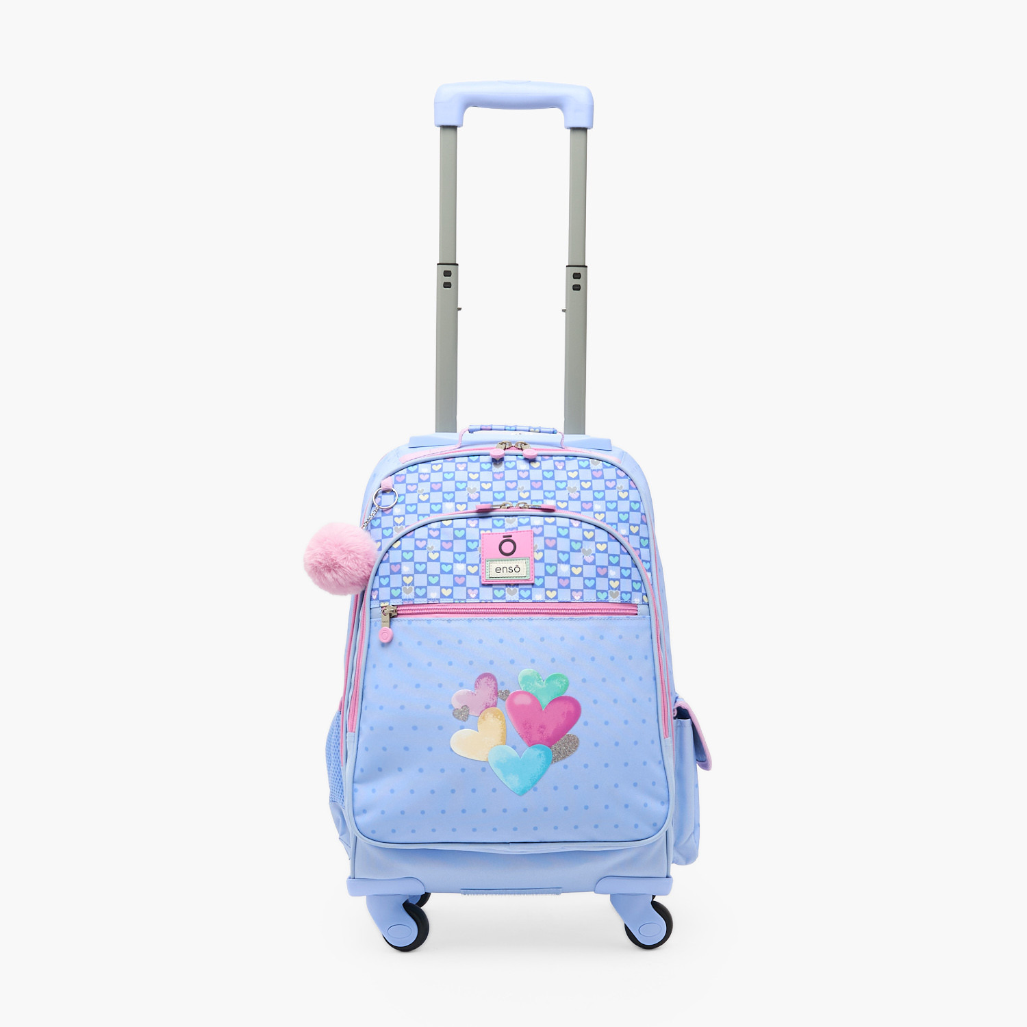Enso Heart Print Trolley Backpack for Girls 8-13 Years with Pom-Pom Accent - 17 inches-school-bagsandbackpacks-trolleybags-image-4