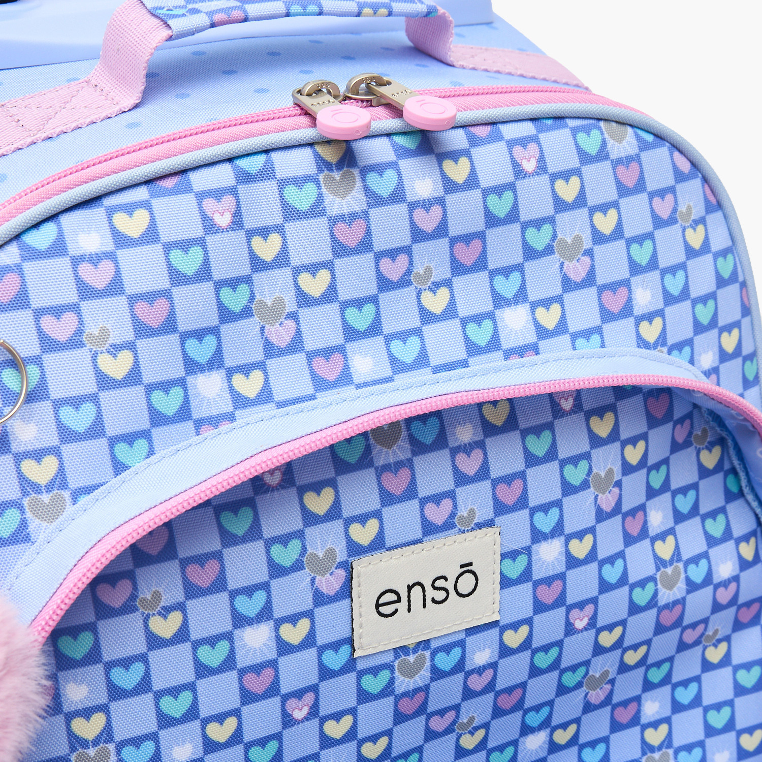 Enso Heart Print Trolley Backpack for Girls 8-13 Years with Pom-Pom Accent - 17 inches-school-bagsandbackpacks-trolleybags-image-7