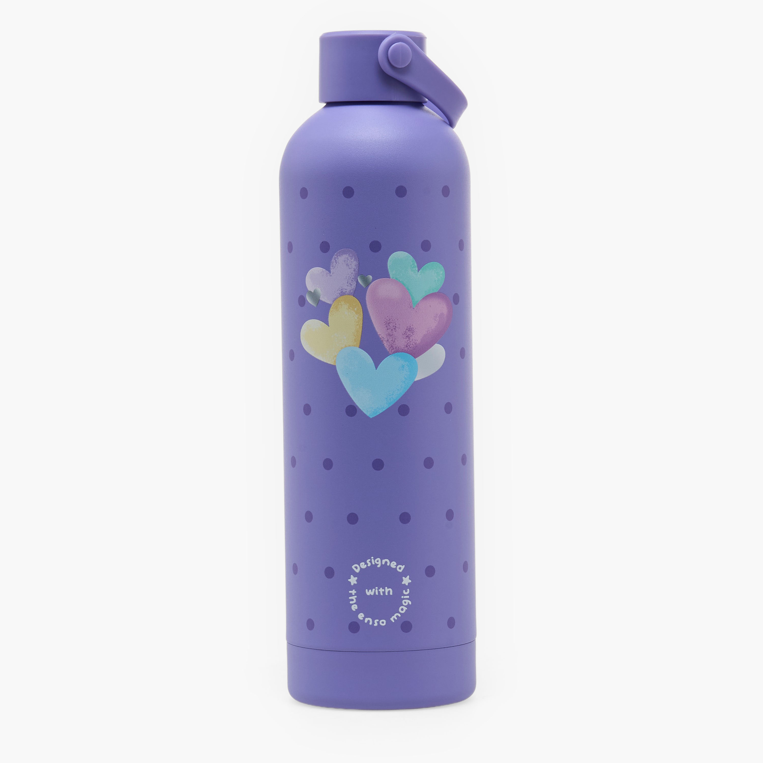 Enso Heart Print Stainless Steel Water Bottle with Handle - 750 ml-school-waterbottles-image-1
