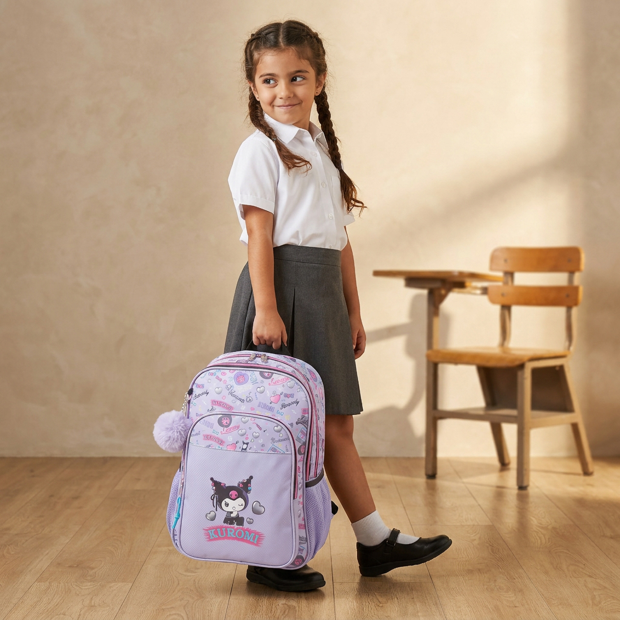 Sanrio Kuromi Print Backpack for Girls 5-8 Years with Padded Straps - 16 inches-school-bagsandbackpacks-backpacks-image-3