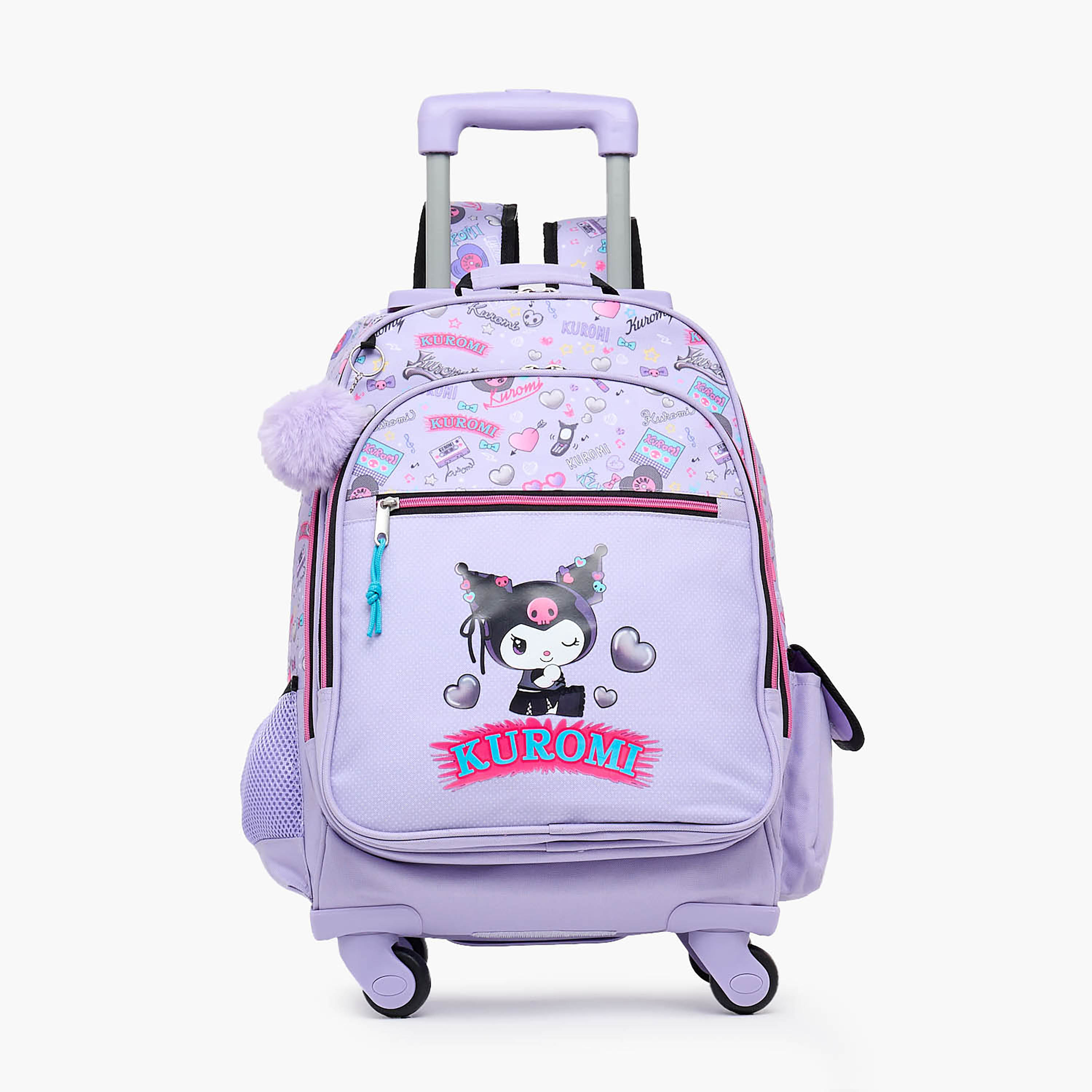 شنطة ترولي بطبعة كورومي للبنات من 8-13 سنة مع جيب لزجاجة ماء من سانيرو - 17 بوصة-school-bagsandbackpacks-trolleybags-image-1