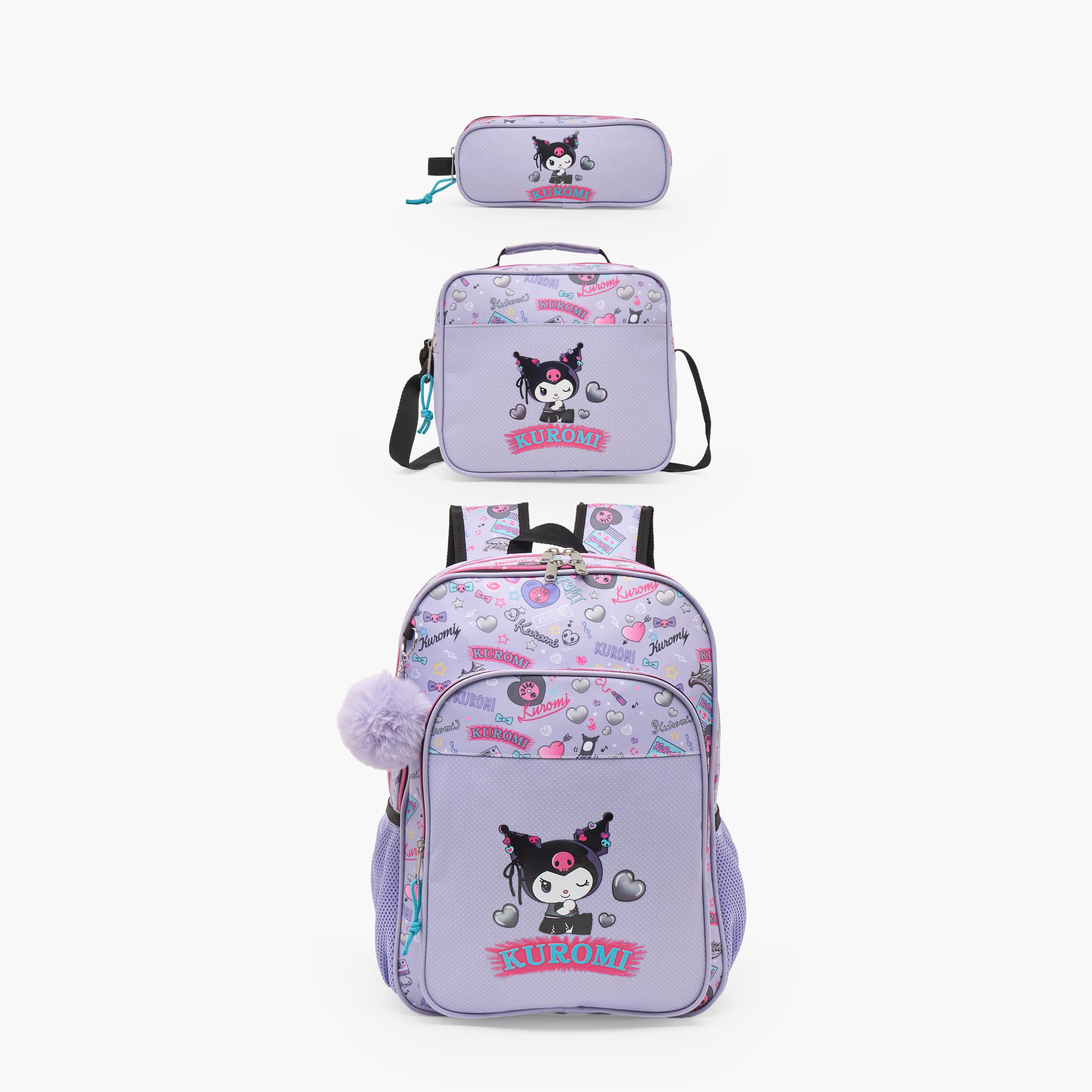 شنطة غداء بحزام قابل للتعديل بطبعات كورومي للبنات من 5-8 سنوات من سانريو-school-lunchessentials-lunchbags-image-10