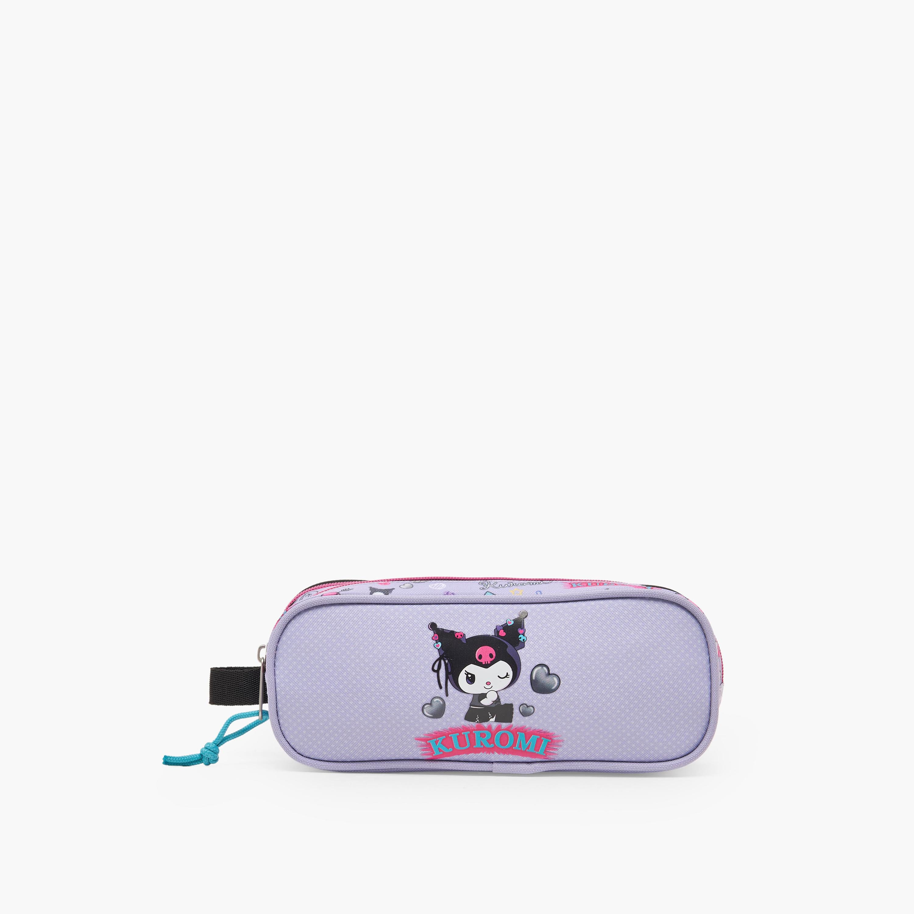 Sanrio Kuromi Print Pencil Pouch with 2 Compartment-school-stationery-pencilcases-image-1