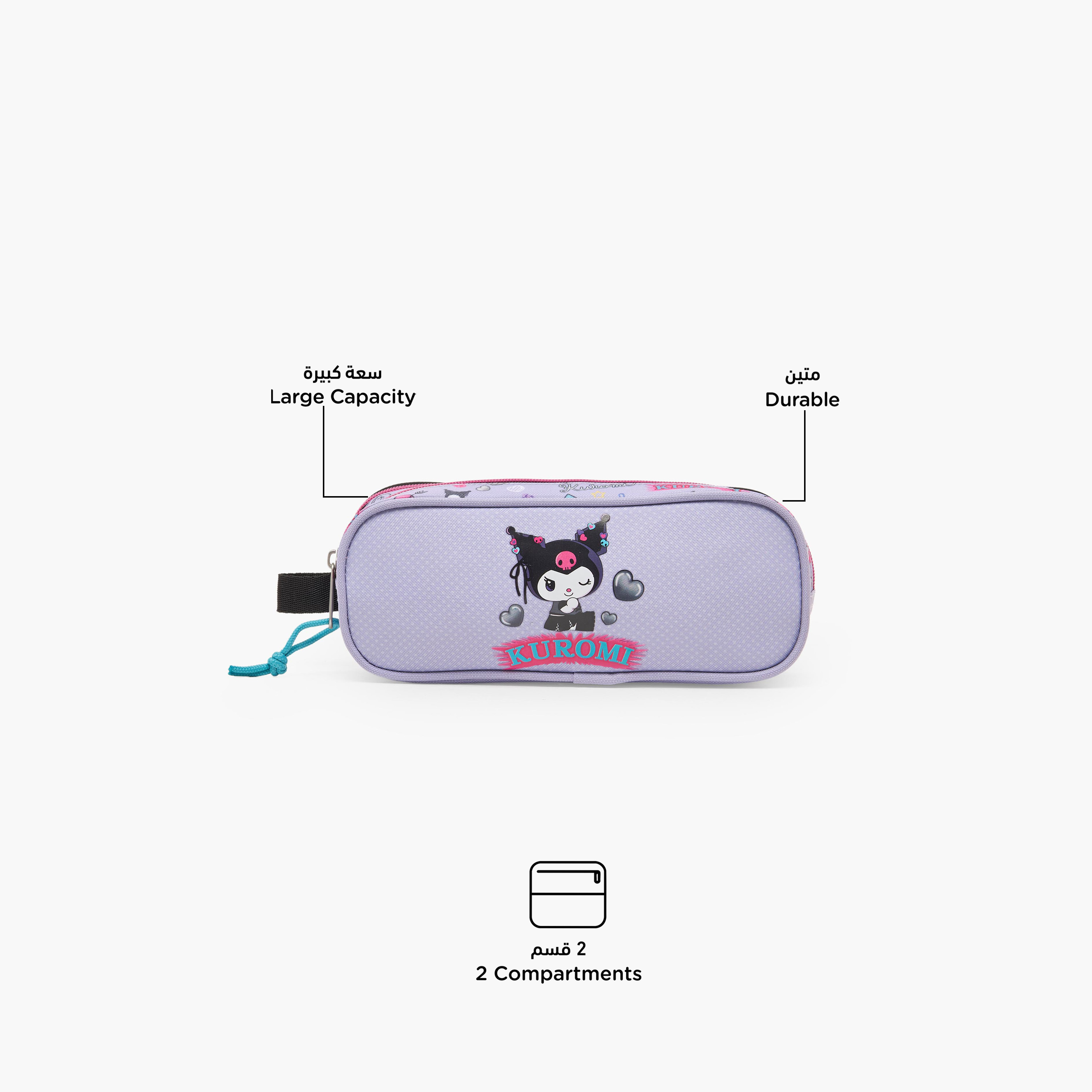Sanrio Kuromi Print Pencil Pouch with 2 Compartment-school-stationery-pencilcases-image-2