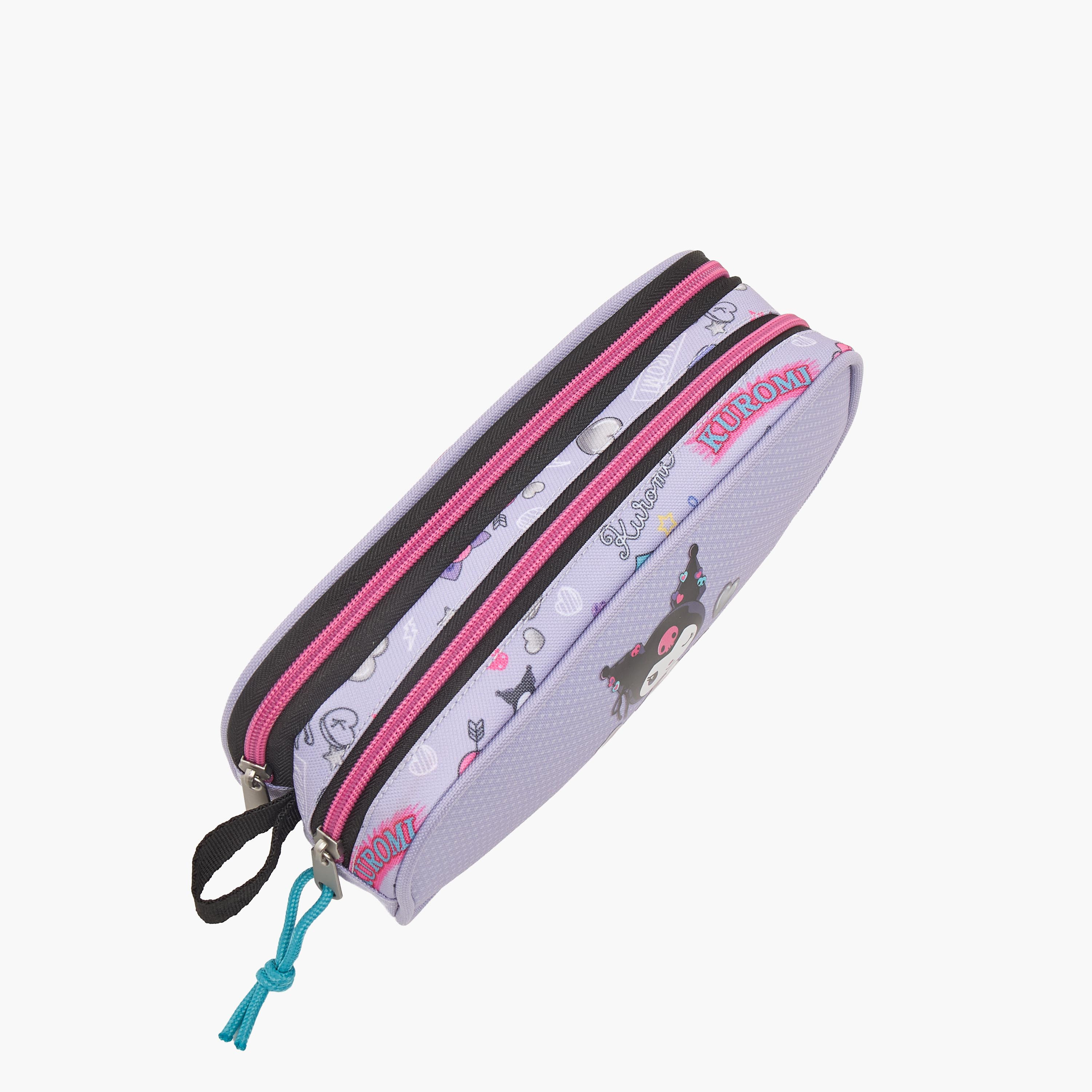 Sanrio Kuromi Print Pencil Pouch with 2 Compartment-school-stationery-pencilcases-image-3