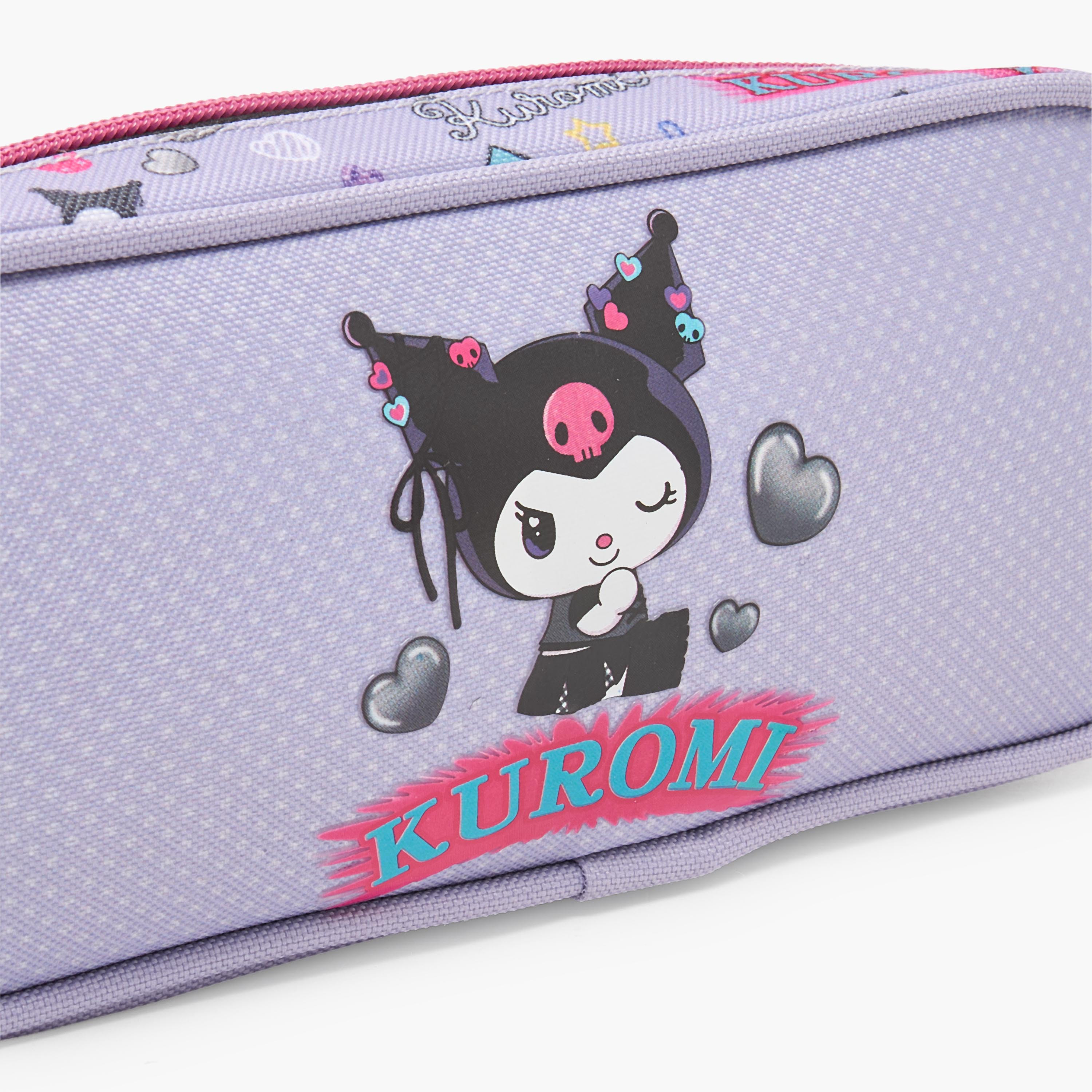 Sanrio Kuromi Print Pencil Pouch with 2 Compartment-school-stationery-pencilcases-image-7