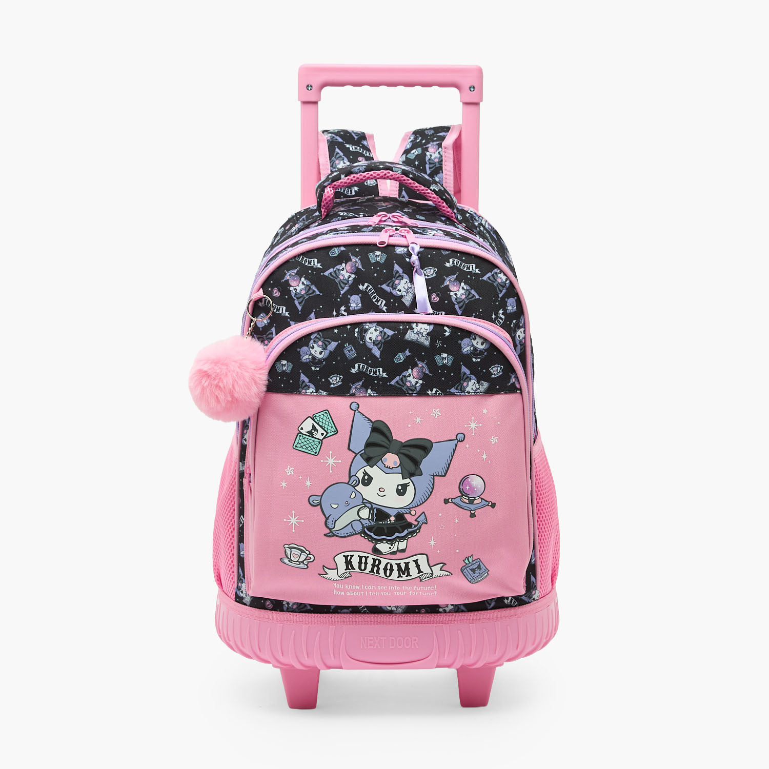 Sanrio Kuromi Print Trolley Bag for Girls 5-8 Years with Water Bottle Pocket - 18 inches-school-bagsandbackpacks-trolleybags-image-1
