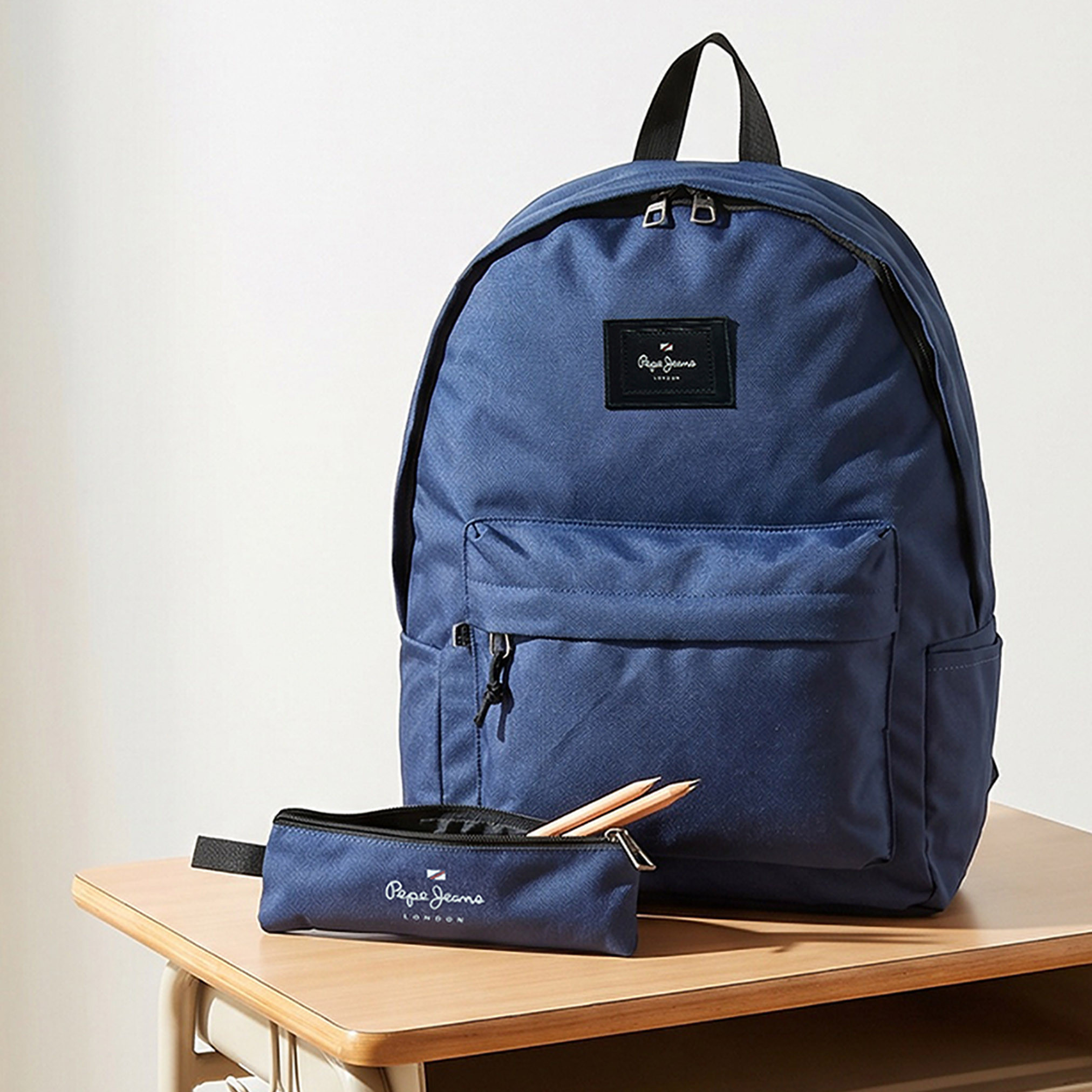 Pepe Jeans Aris Logo Applique Backpack for Boys 8-13 Years with Pencil Pouch - 18 inches-school-bagsandbackpacks-backpacks-image-1