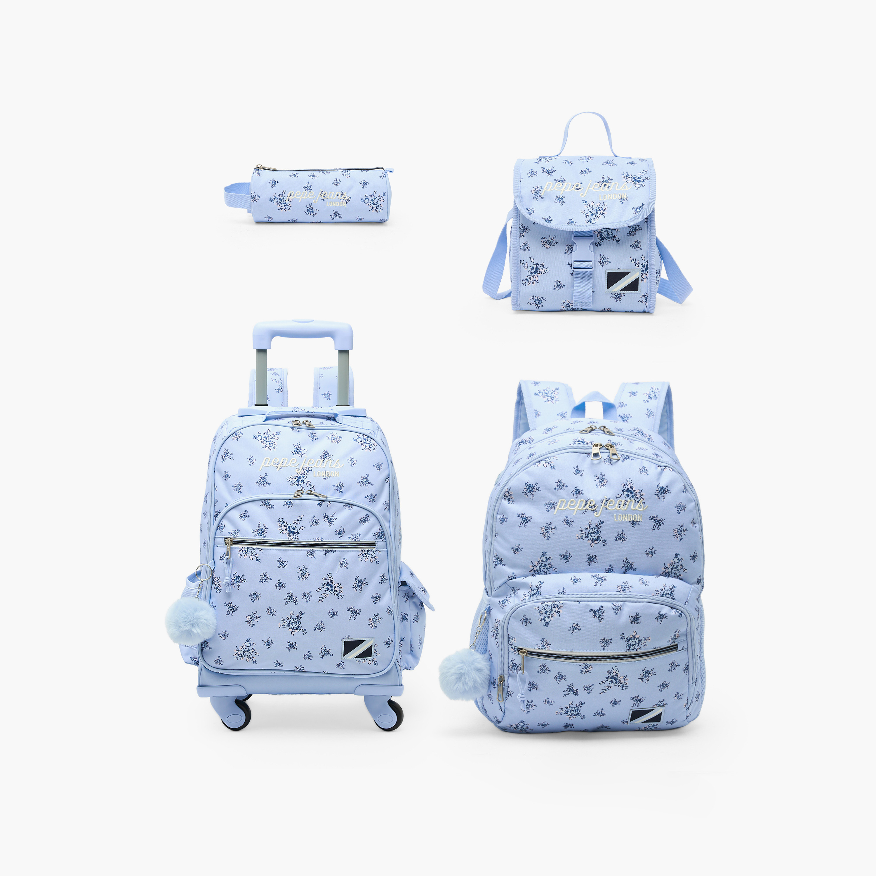 Pepe Jeans Olivia Floral Print Backpack for Girls 8-13 Years with Pom-Pom Accent - 18 inches-school-bagsandbackpacks-backpacks-image-12
