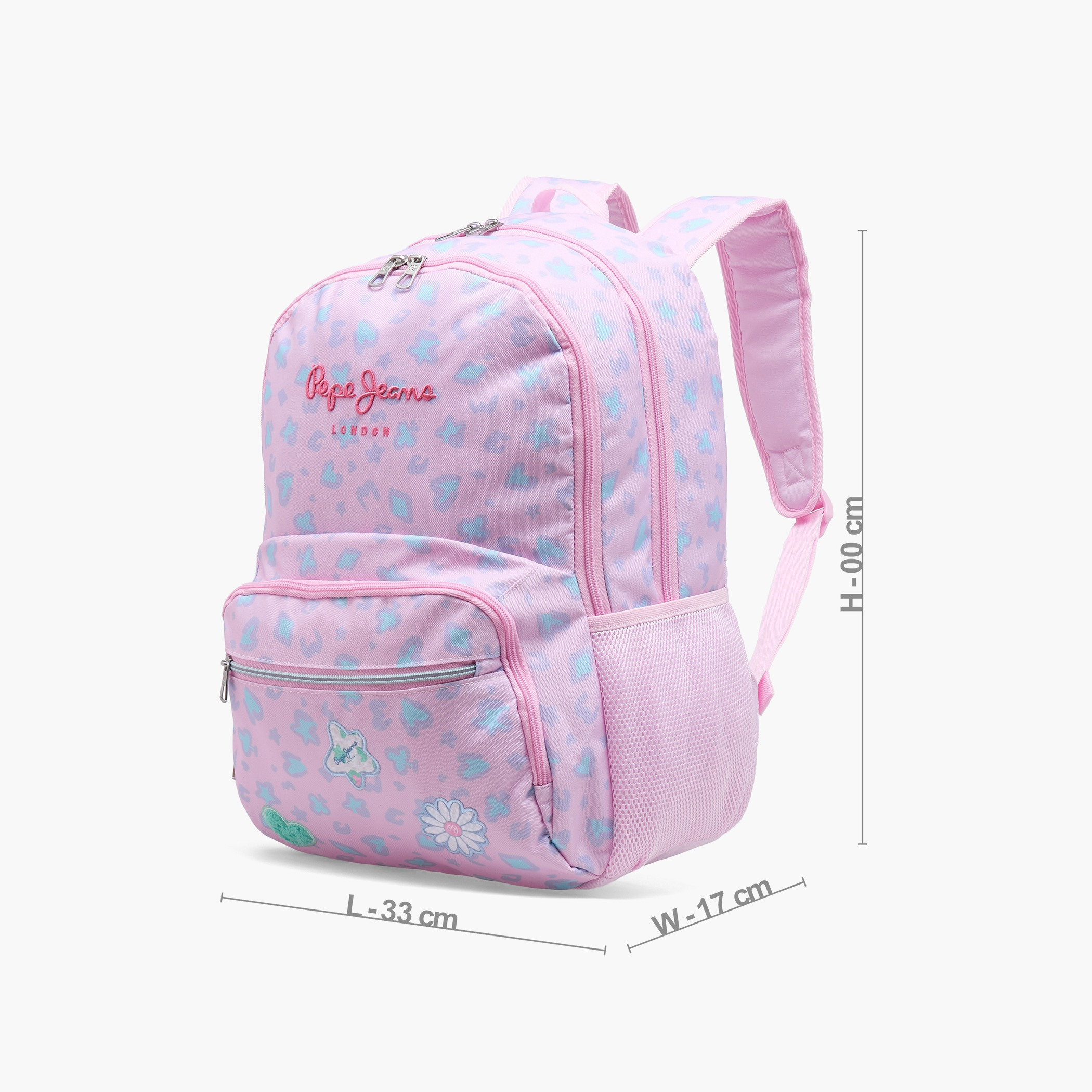 شنطة ظهر بطبعة مجردة للبنات من 8-13 سنة مع أحزمة كتف مبطنة - 18 بوصة-school-bagsandbackpacks-backpacks-image-7