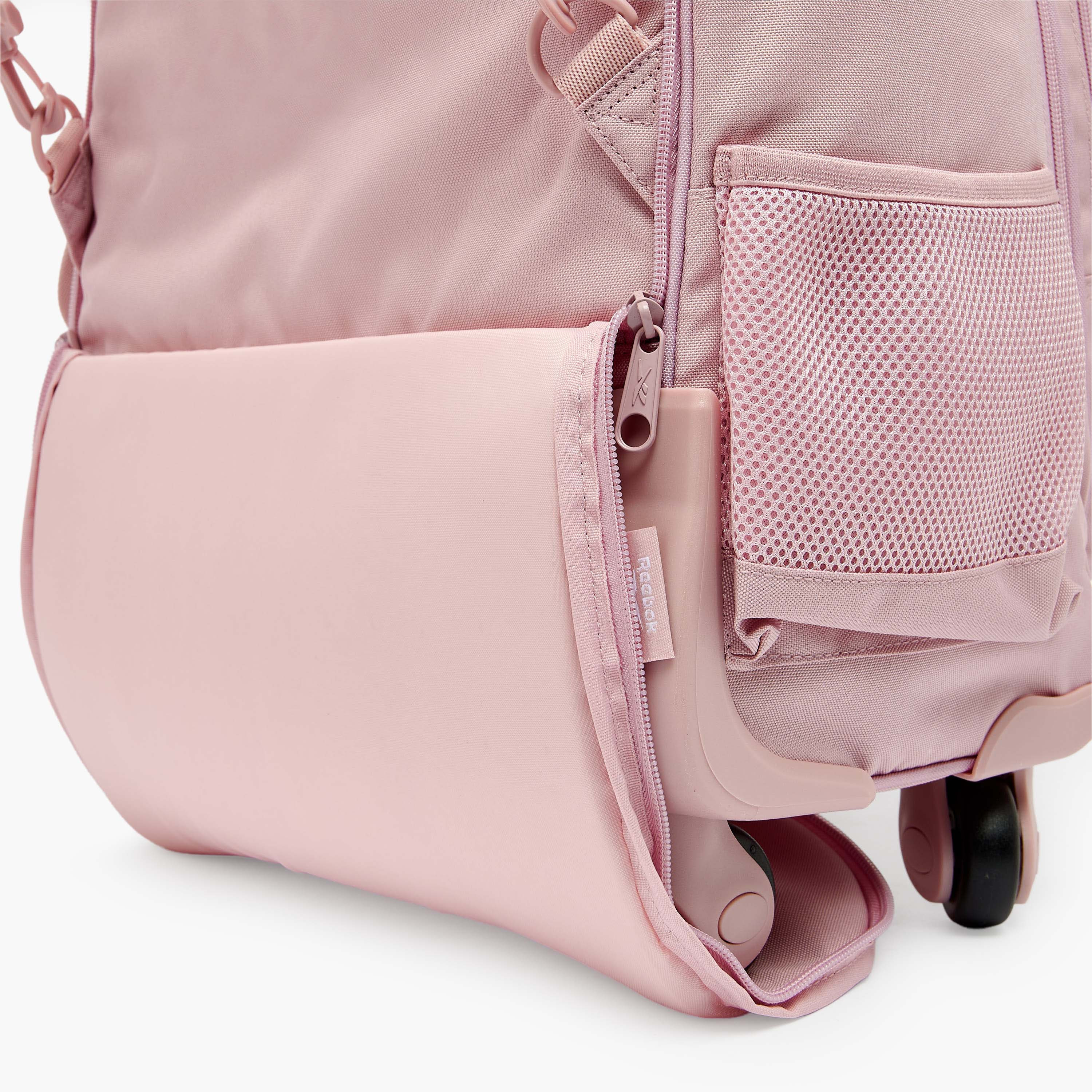 شنطة ظهر ترولي للبنات 8-13 سنة بجيب قارورة ماء وطبعات ماورا من ريبوك - 17 بوصة-school-bagsandbackpacks-trolleybags-image-14