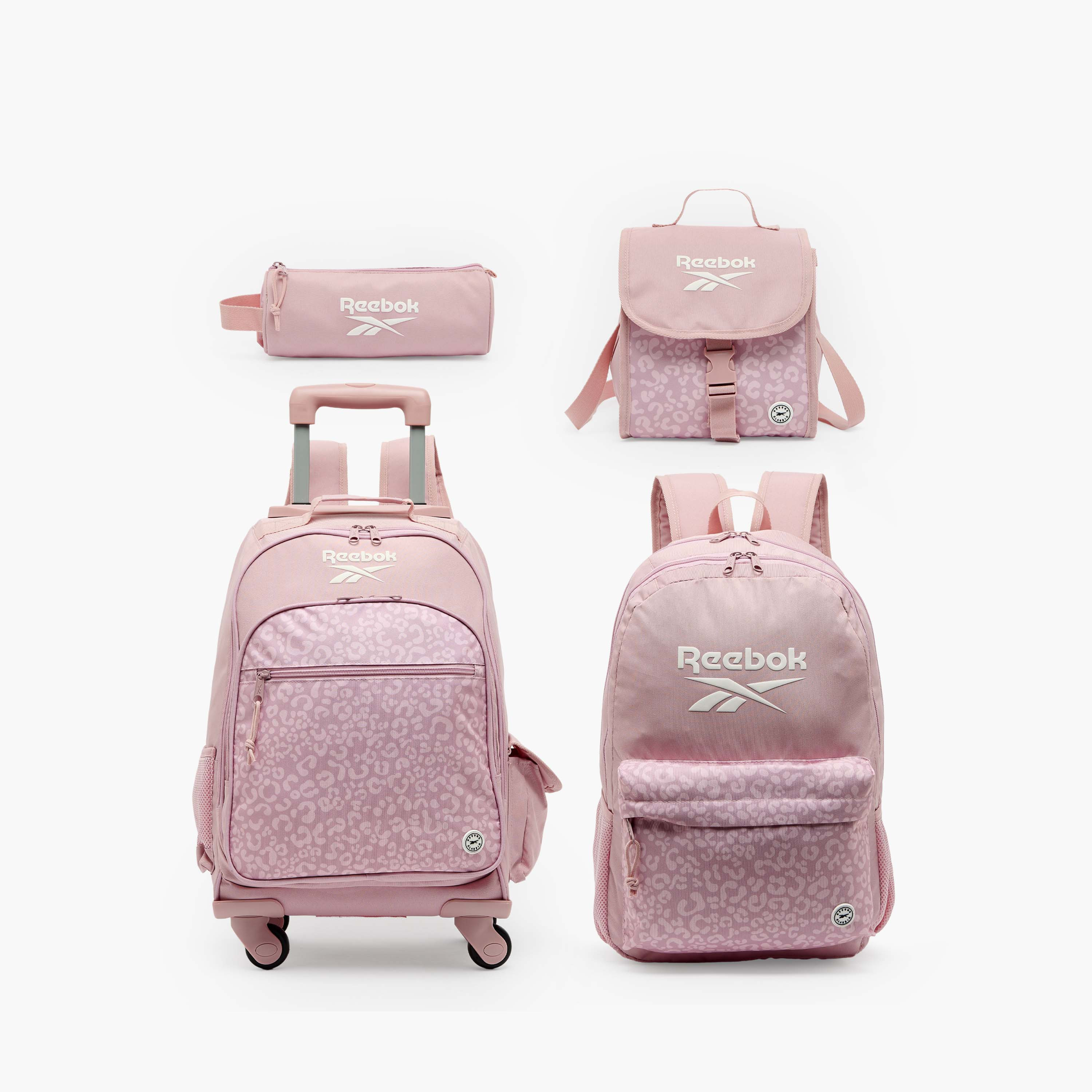شنطة ظهر ترولي للبنات 8-13 سنة بجيب قارورة ماء وطبعات ماورا من ريبوك - 17 بوصة-school-bagsandbackpacks-trolleybags-image-16