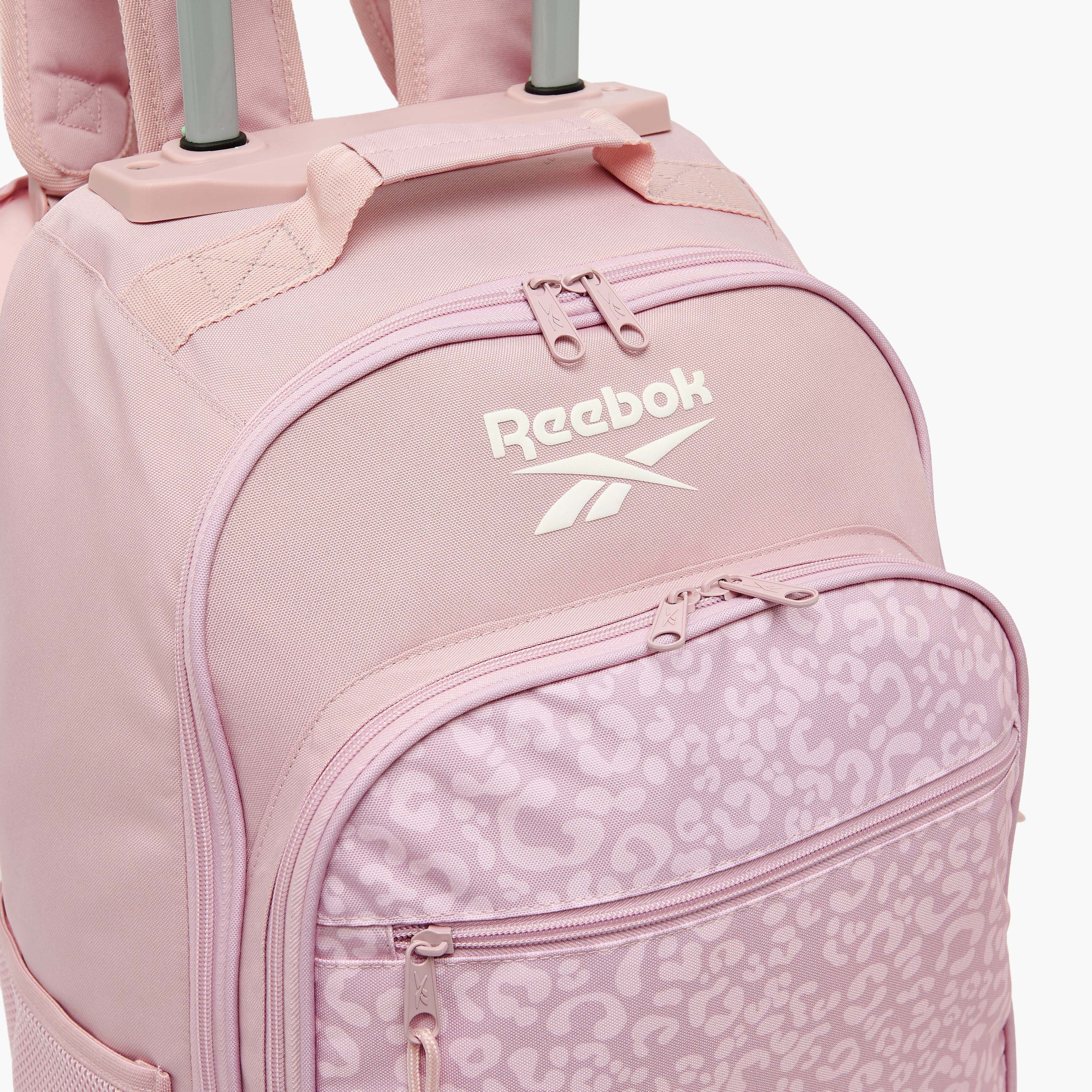 شنطة ظهر ترولي للبنات 8-13 سنة بجيب قارورة ماء وطبعات ماورا من ريبوك - 17 بوصة-school-bagsandbackpacks-trolleybags-image-5