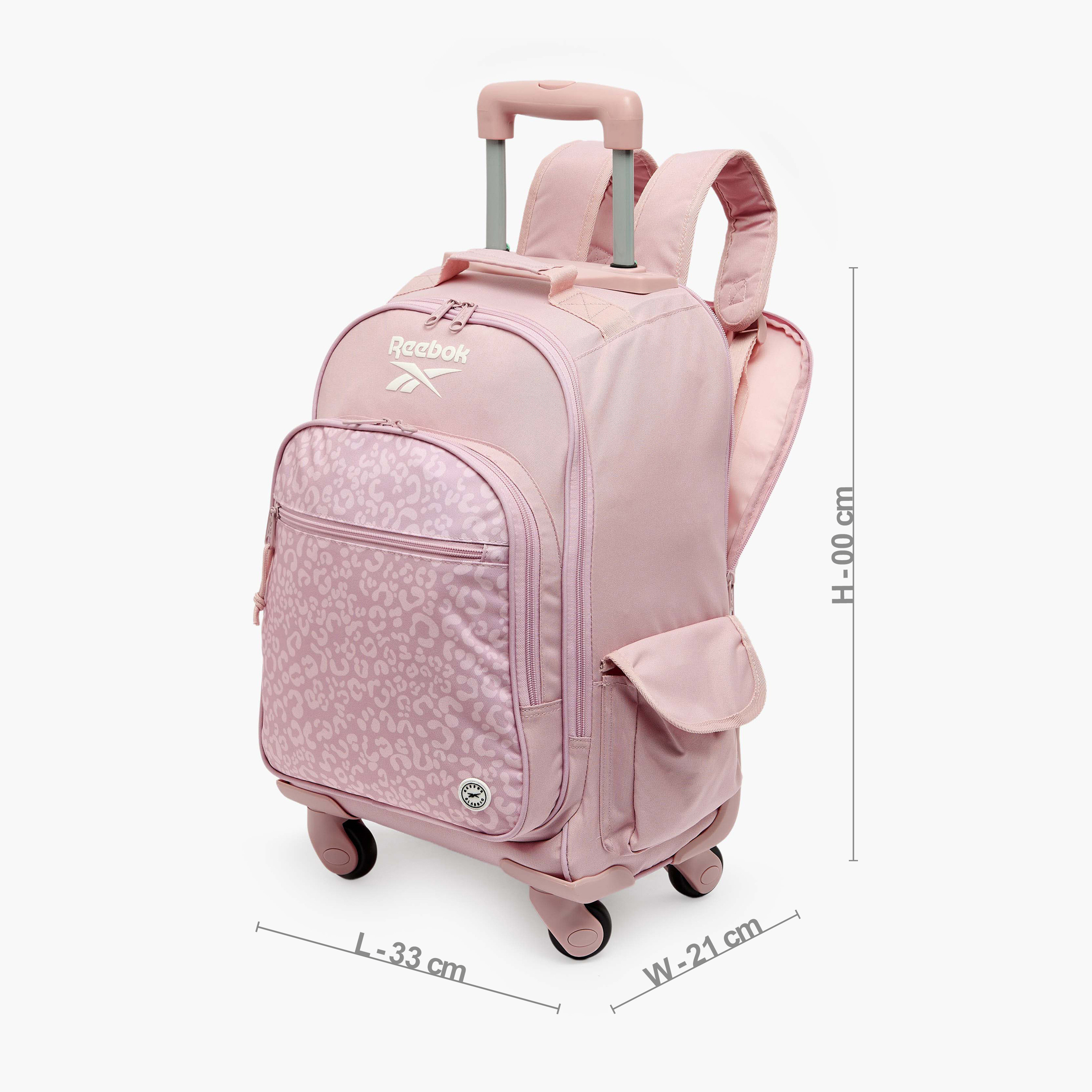 شنطة ظهر ترولي للبنات 8-13 سنة بجيب قارورة ماء وطبعات ماورا من ريبوك - 17 بوصة-school-bagsandbackpacks-trolleybags-image-8