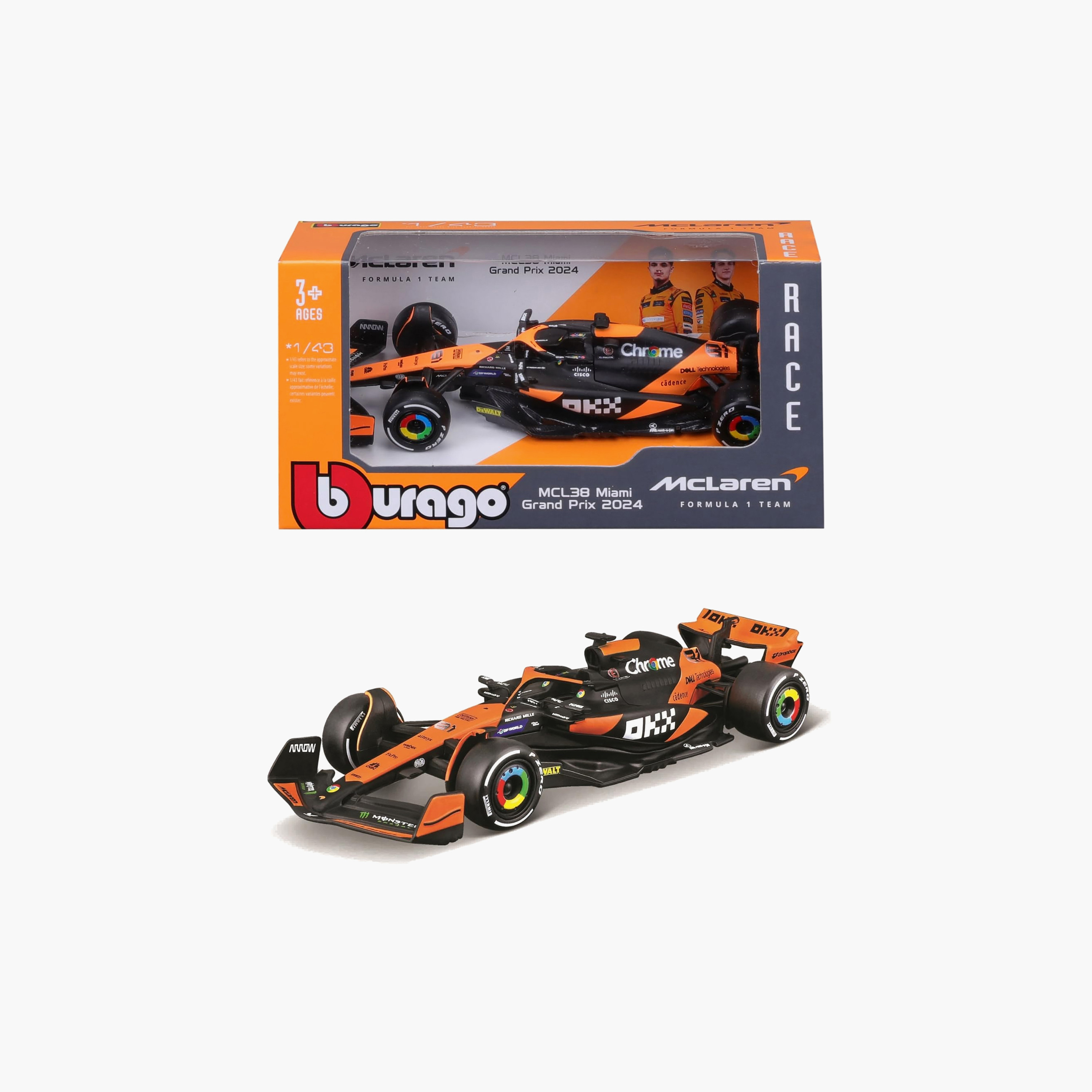 BBURAGO 1:43 MCL38 Miami GP 2024 Racing Toy Car-toys-carsandvehicles-image-1