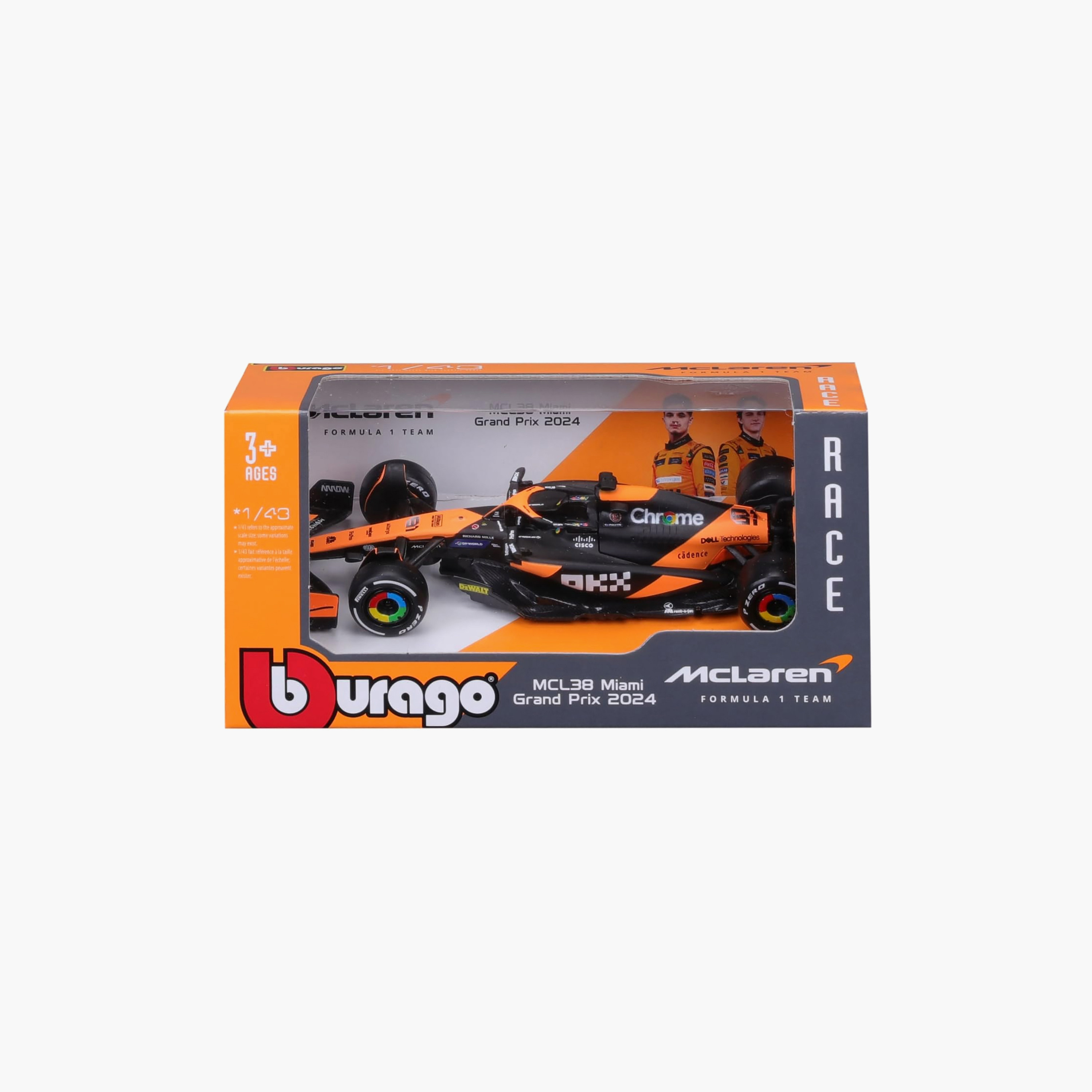 BBURAGO 1:43 MCL38 Miami GP 2024 Racing Toy Car-toys-carsandvehicles-image-7