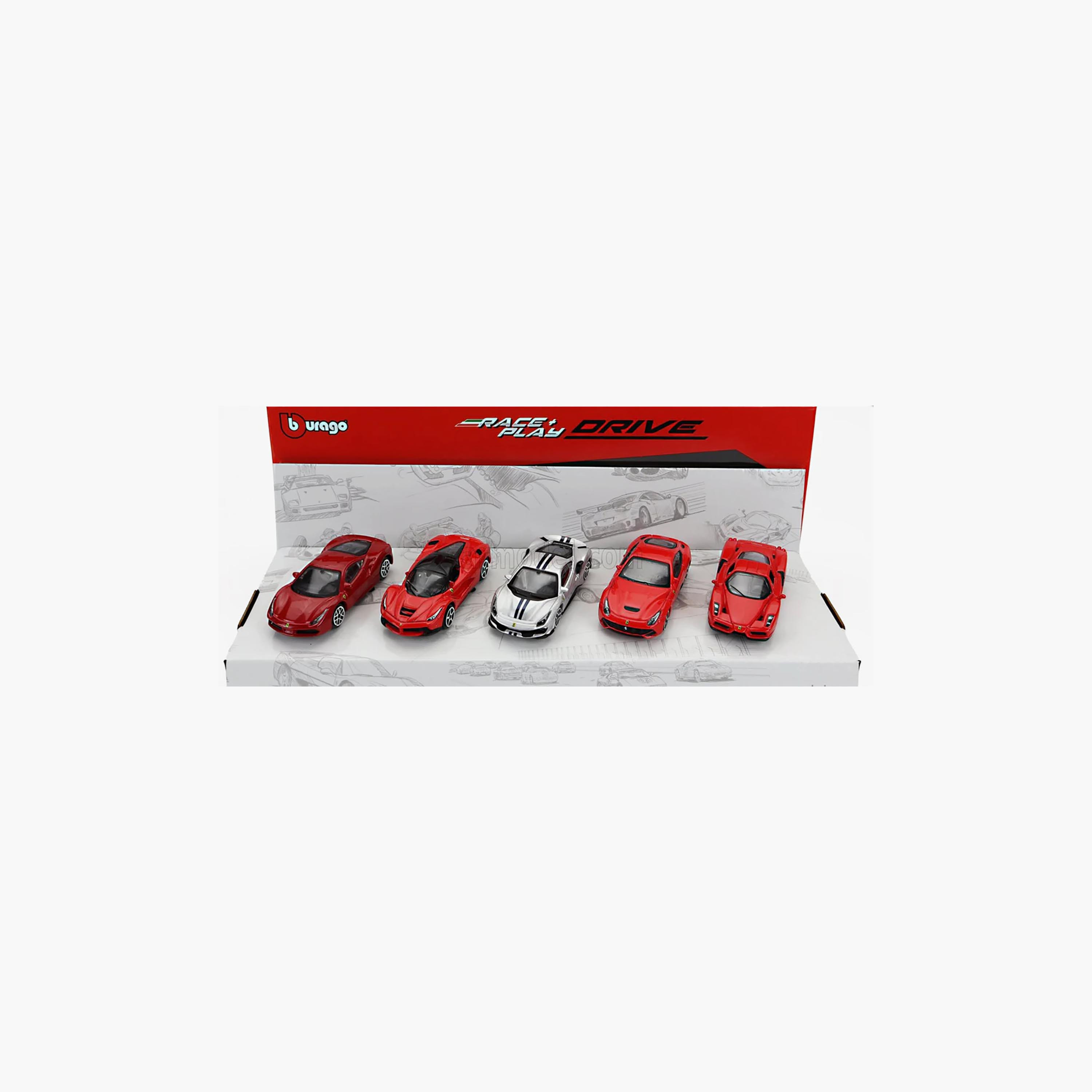 BBURAGO 5-Piece 1:64 Ferrari Toy Car Set-toys-carsandvehicles-image-3