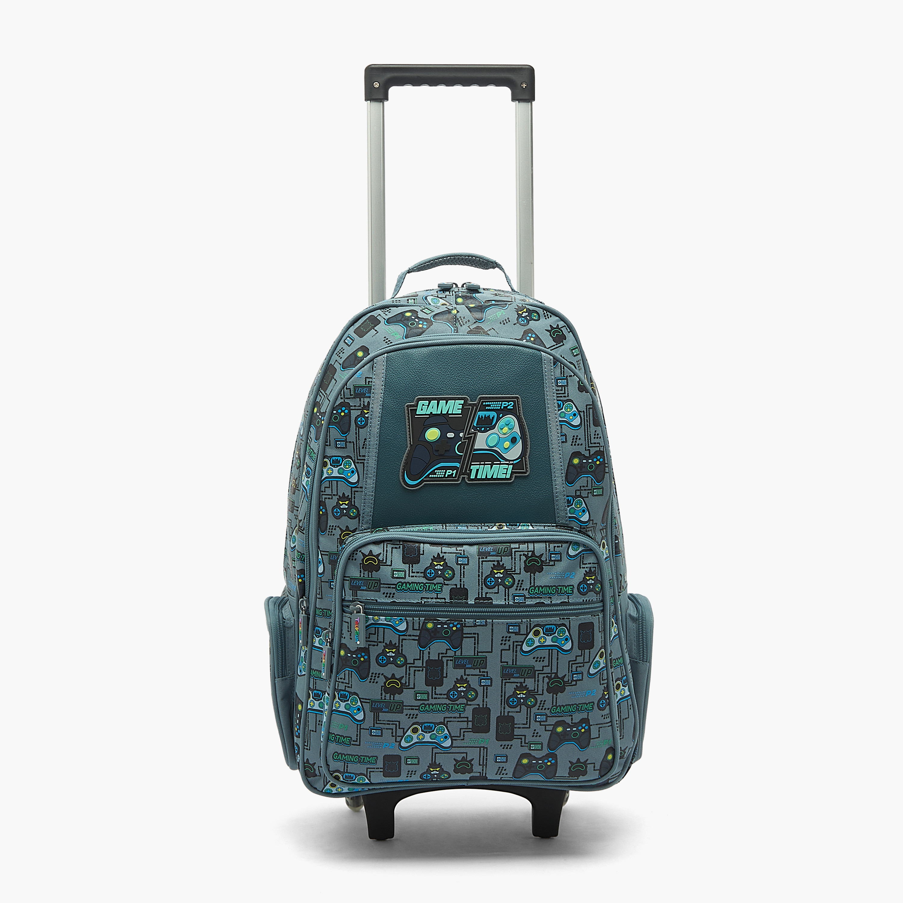 Toursun Gaming Print Trolley Bag for Boys 8-13 Years with Retractable Handle - 19 inches-school-bagsandbackpacks-trolleybags-image-2
