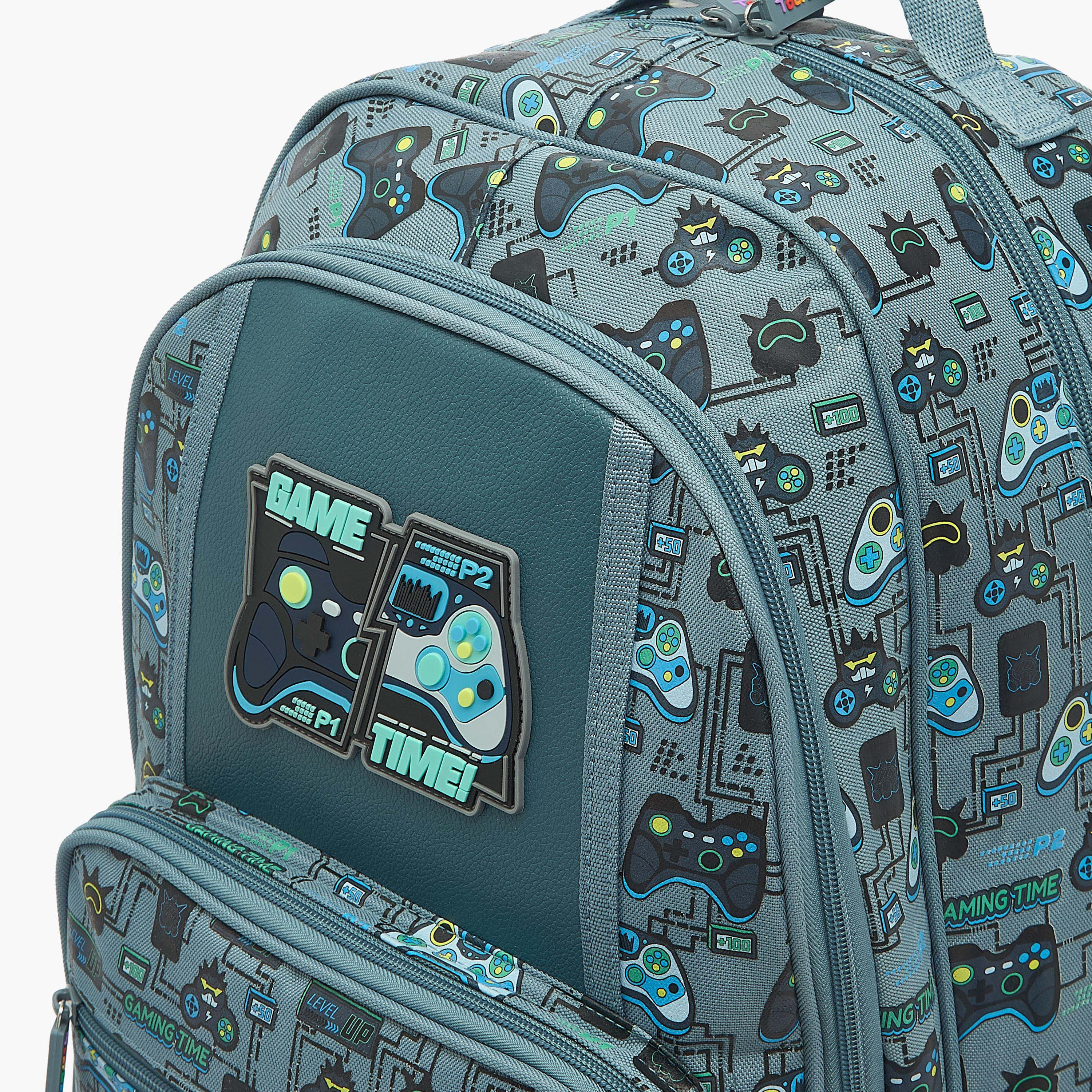 Toursun Gaming Print Trolley Bag for Boys 8-13 Years with Retractable Handle - 19 inches-school-bagsandbackpacks-trolleybags-image-3