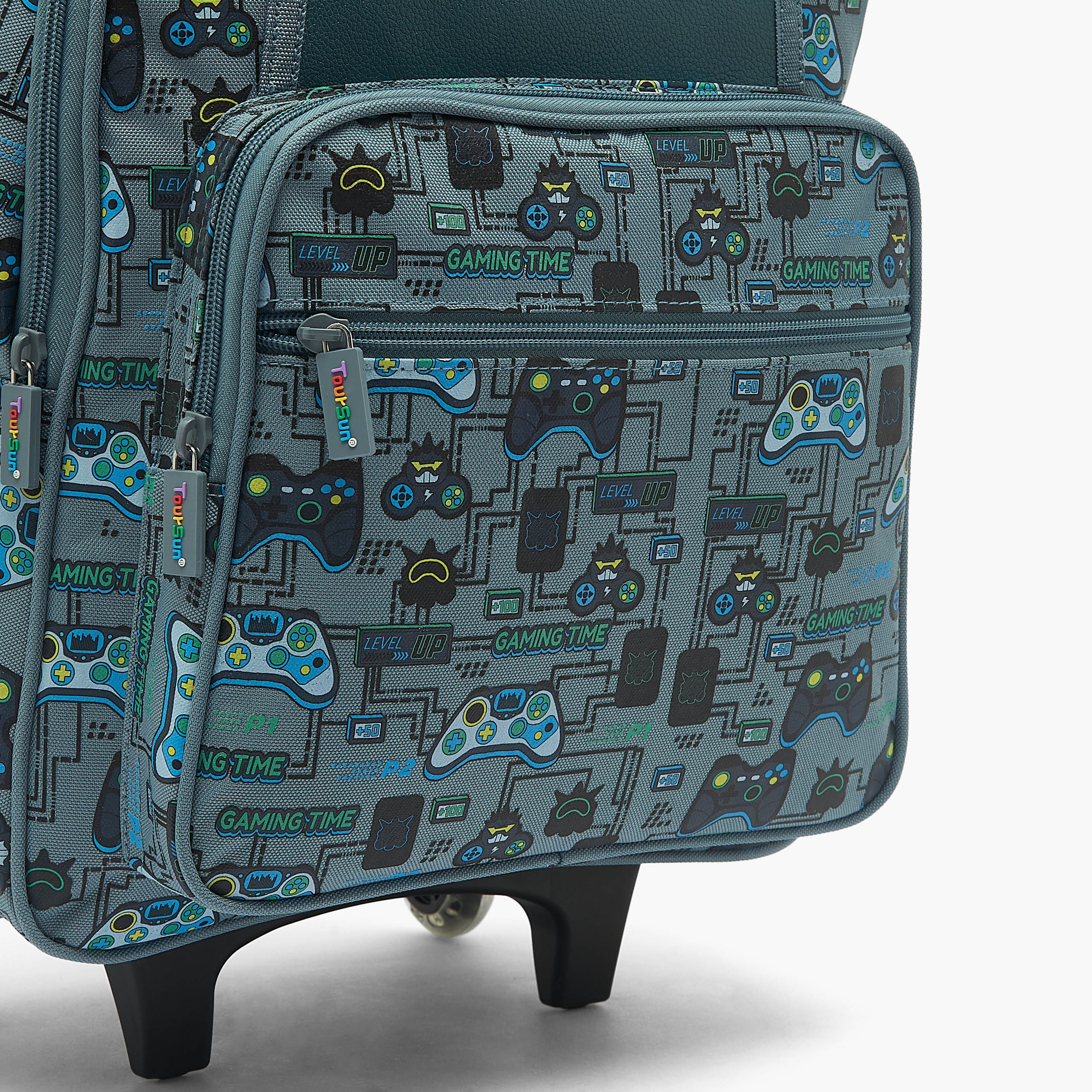 Toursun Gaming Print Trolley Bag for Boys 8-13 Years with Retractable Handle - 19 inches-school-bagsandbackpacks-trolleybags-image-4