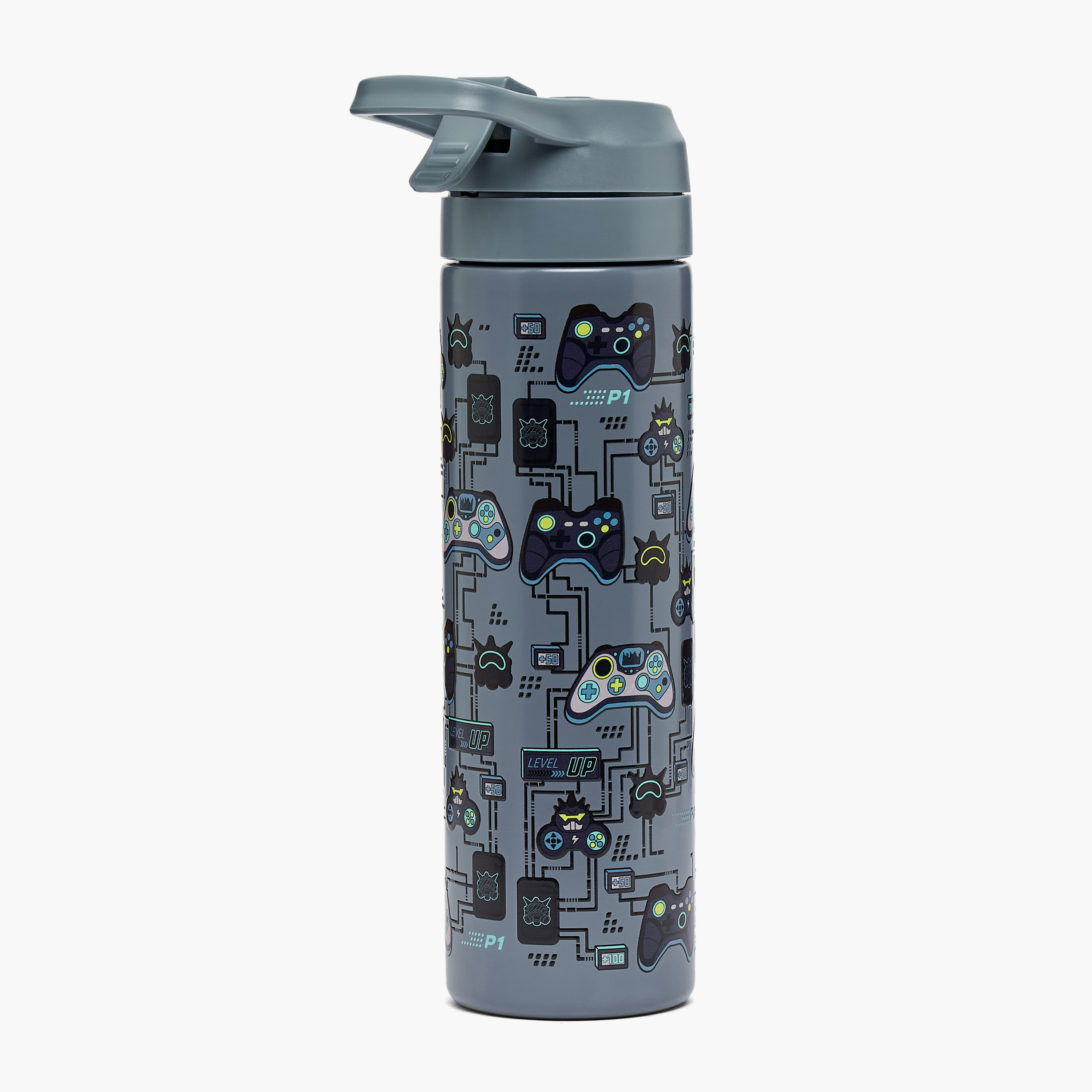 قارورة مياه ستانليس ستيل بفوهة قلابة ومقبض وطبعات من تورسن - 540 مل-school-waterbottles-image-3