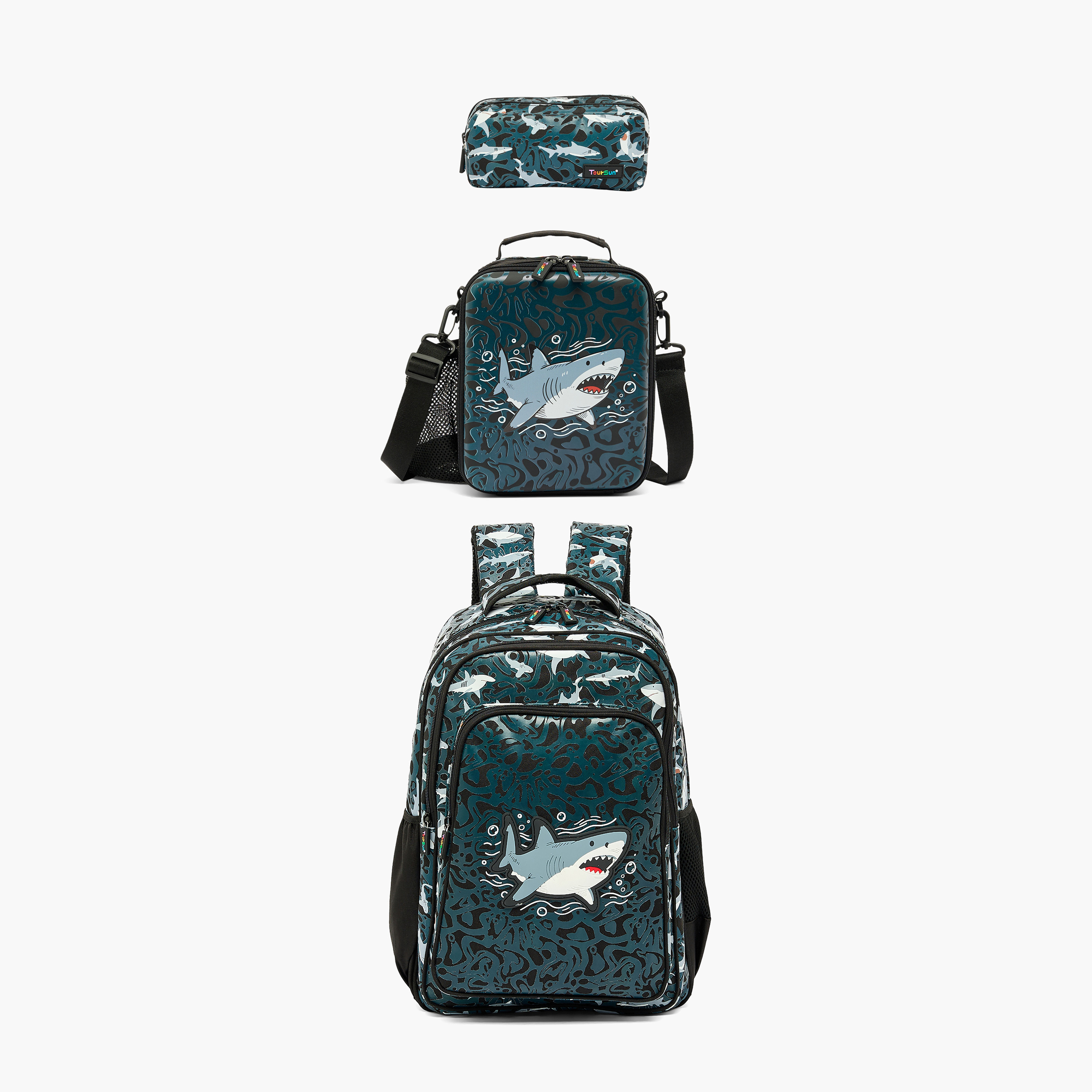 Toursun Shark Print Backpack for Boys 8-13 Years with Adjustable Shoulder Straps - 17 inches-school-bagsandbackpacks-backpacks-image-10