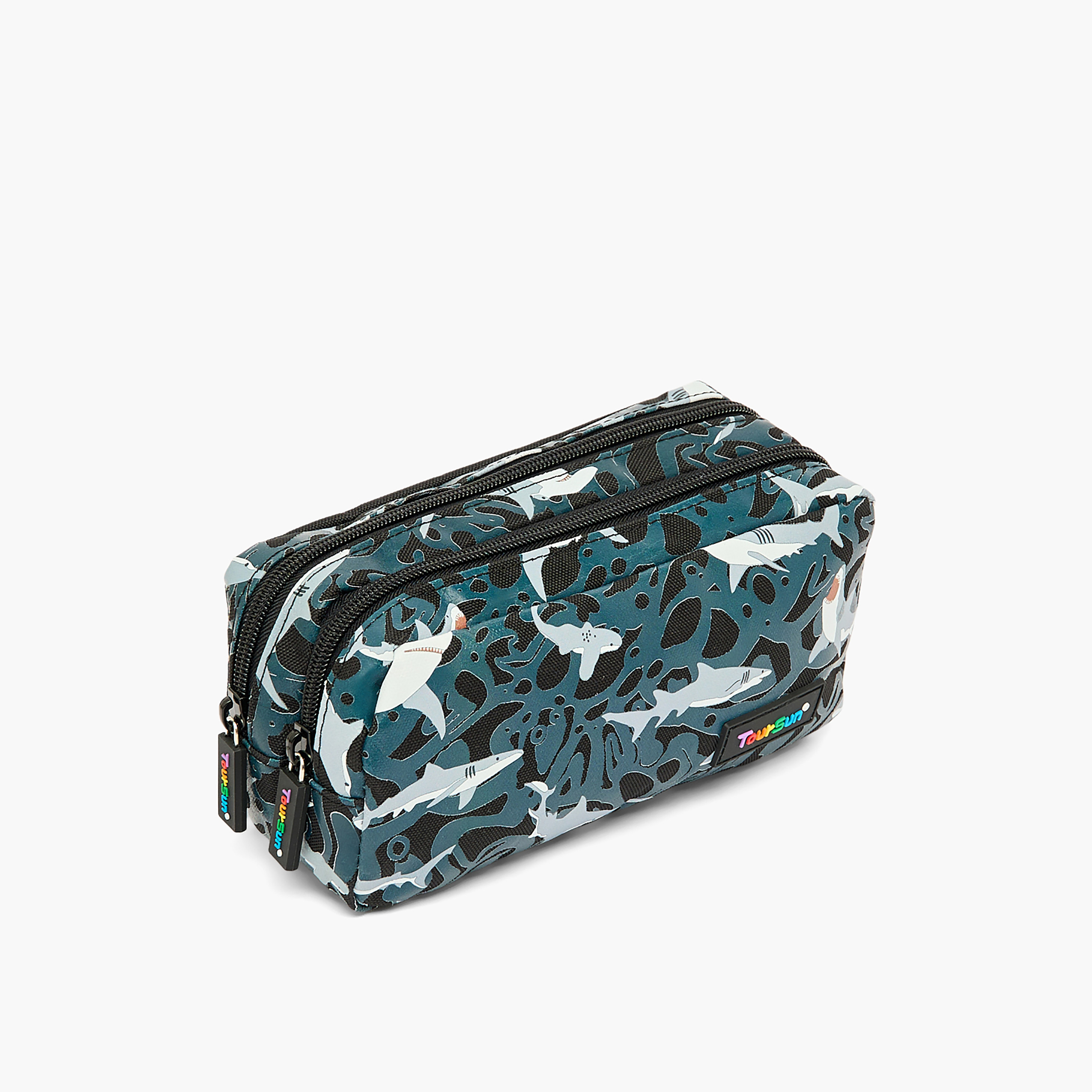مقلمة بقسمين وطبعات قرش من تورسن-school-stationery-pencilcases-image-2
