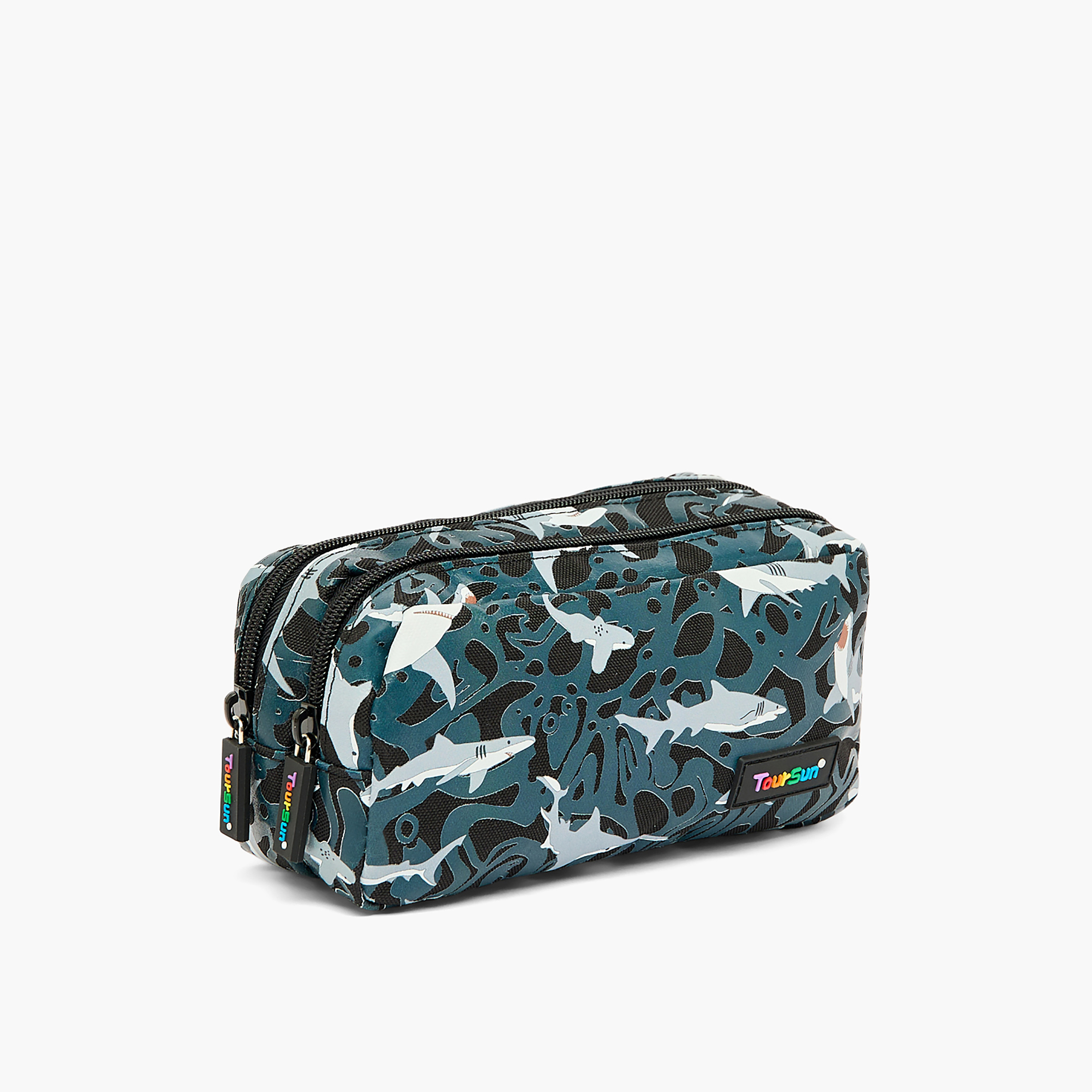 مقلمة بقسمين وطبعات قرش من تورسن-school-stationery-pencilcases-image-3