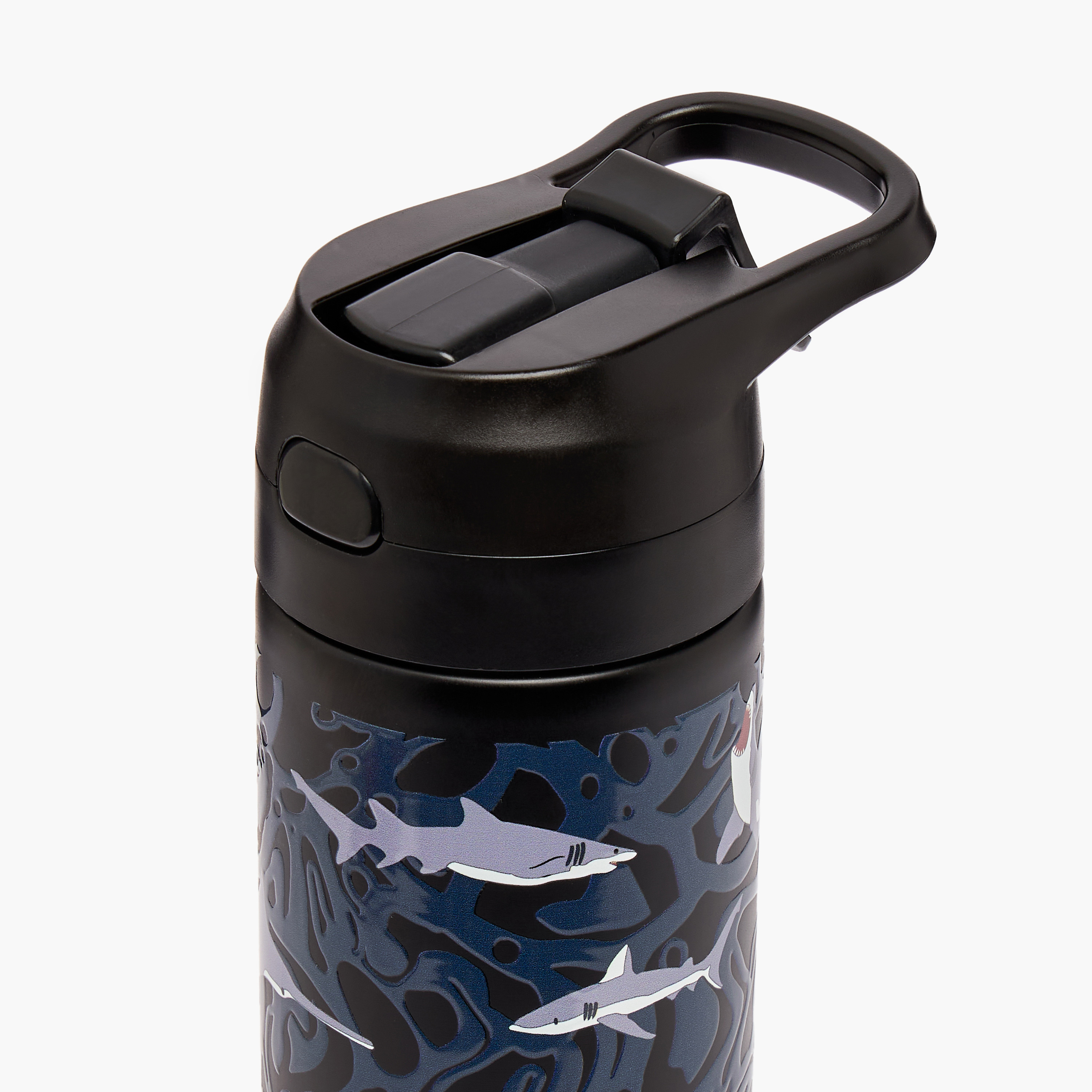 Toursun Shark Print Stainless Steel Water Bottle with Flip Spout and Handle - 540 ml-school-waterbottles-image-4