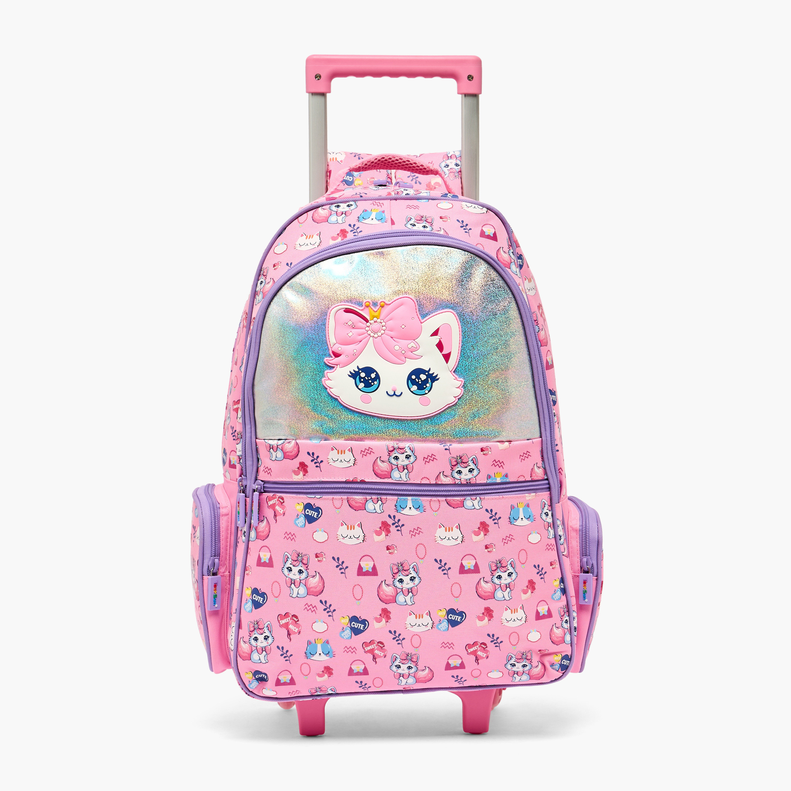 Toursun Cat Print Trolley Bag for Girls 5-8 Years with Retractable Handle - 19 inches-school-bagsandbackpacks-trolleybags-image-1