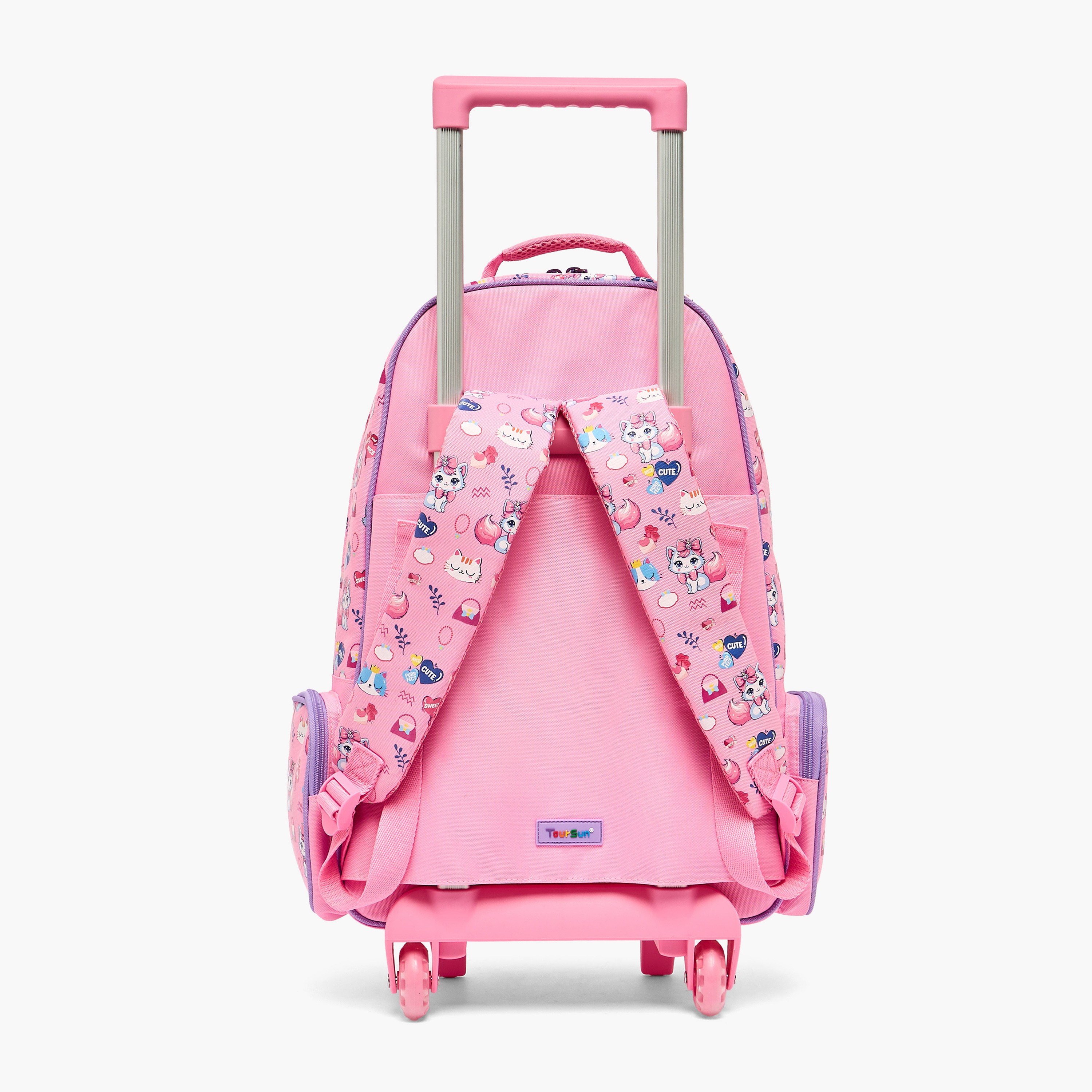 Toursun Cat Print Trolley Bag for Girls 5-8 Years with Retractable Handle - 19 inches-school-bagsandbackpacks-trolleybags-image-10