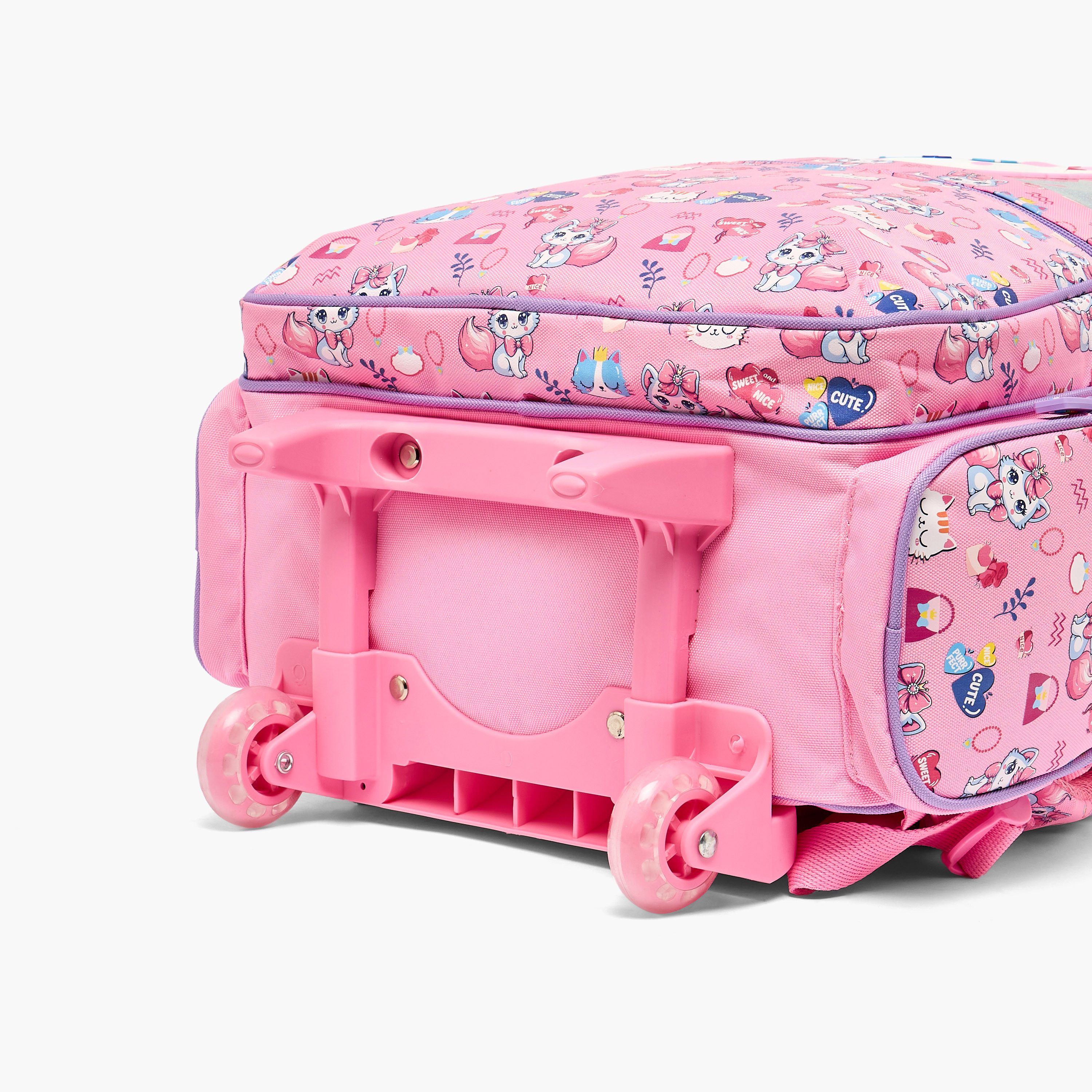 Toursun Cat Print Trolley Bag for Girls 5-8 Years with Retractable Handle - 19 inches-school-bagsandbackpacks-trolleybags-image-11