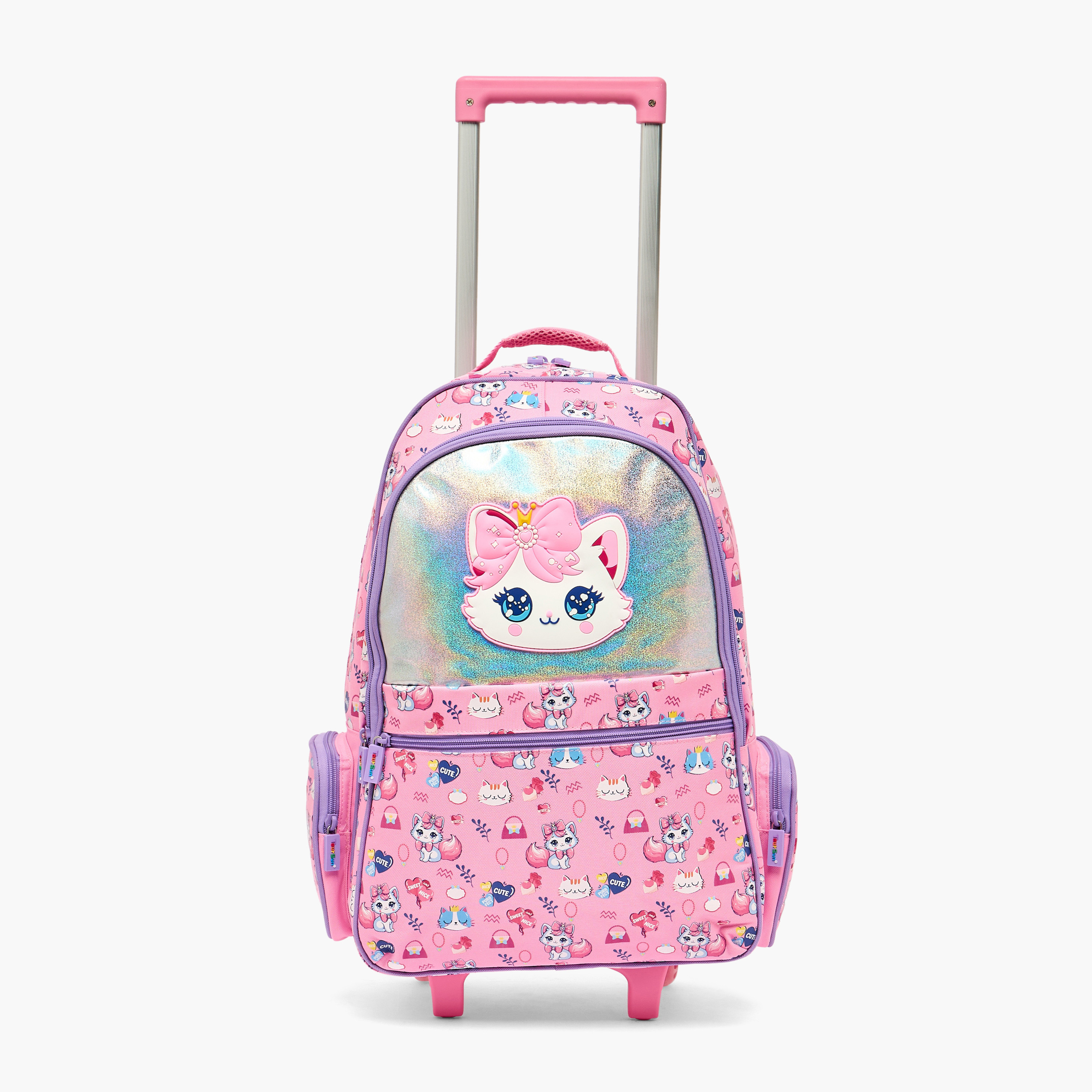 Toursun Cat Print Trolley Bag for Girls 5-8 Years with Retractable Handle - 19 inches-school-bagsandbackpacks-trolleybags-image-3