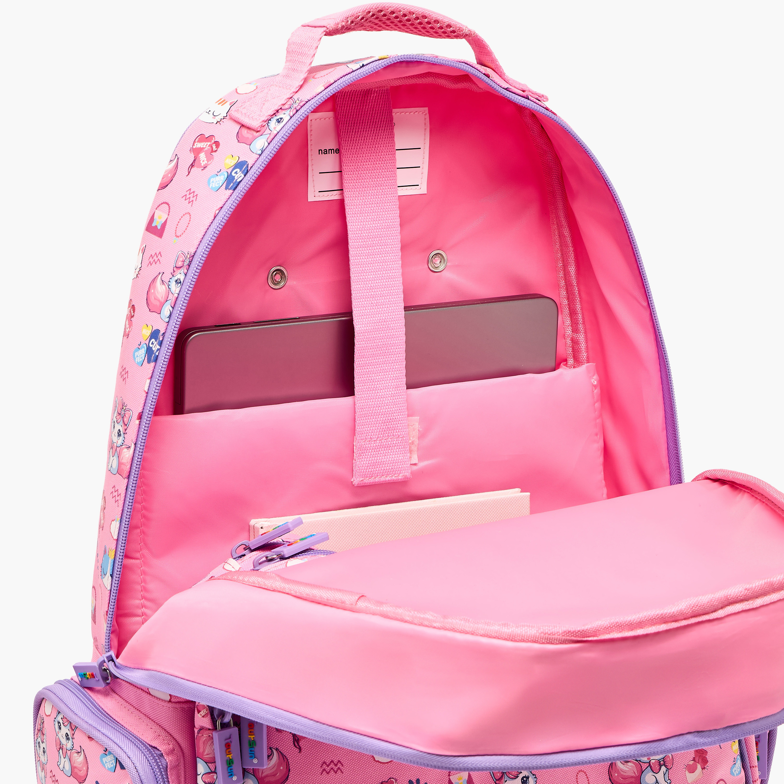 Toursun Cat Print Trolley Bag for Girls 5-8 Years with Retractable Handle - 19 inches-school-bagsandbackpacks-trolleybags-image-7