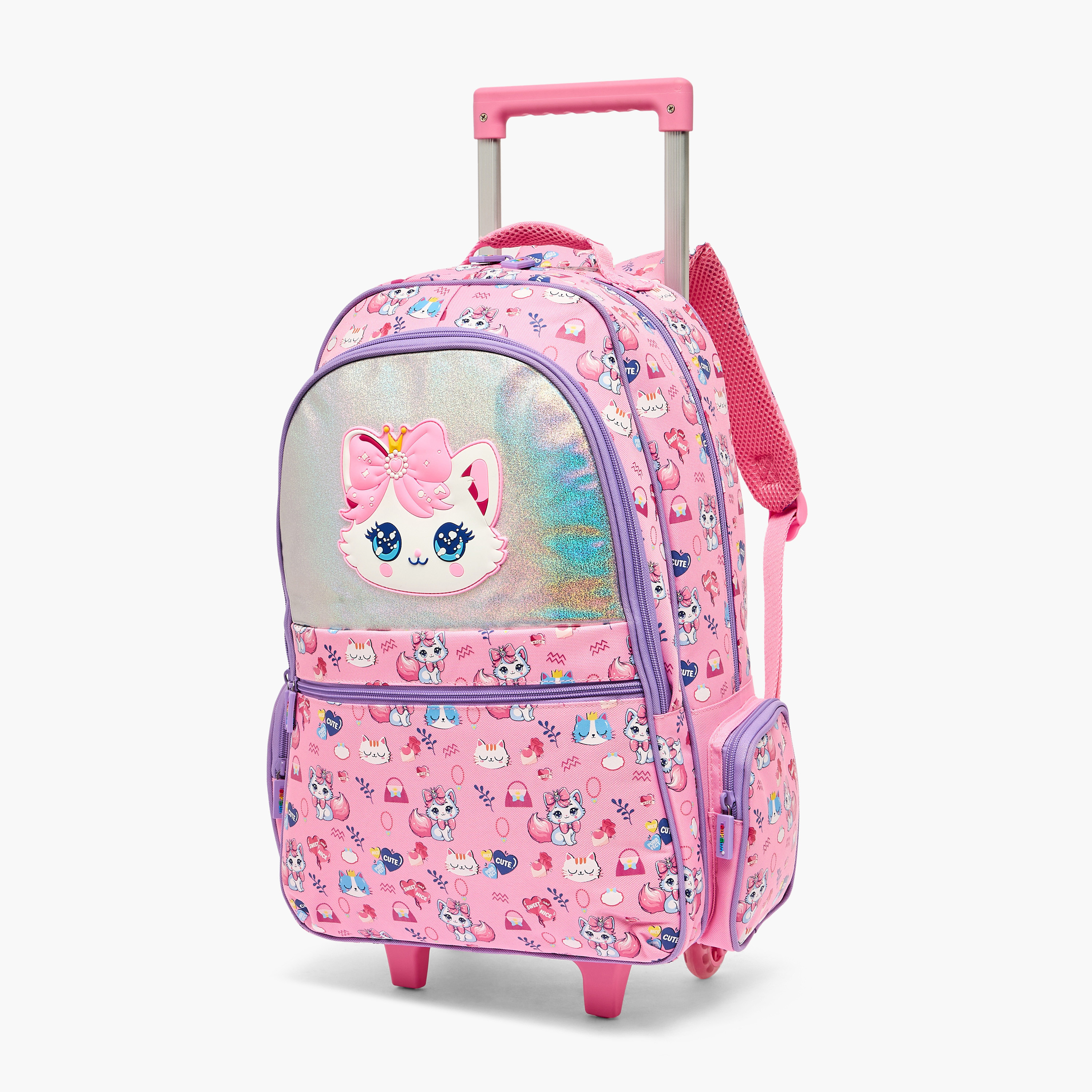 Toursun Cat Print Trolley Bag for Girls 5-8 Years with Retractable Handle - 19 inches-school-bagsandbackpacks-trolleybags-image-8