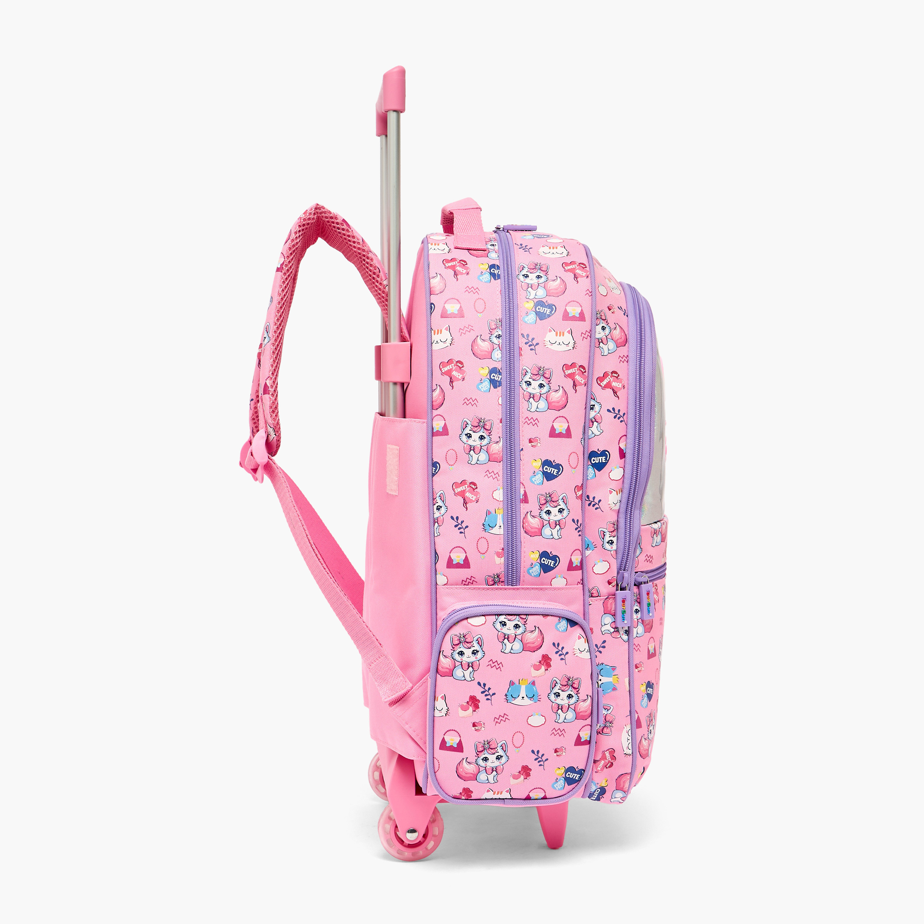 Toursun Cat Print Trolley Bag for Girls 5-8 Years with Retractable Handle - 19 inches-school-bagsandbackpacks-trolleybags-image-9