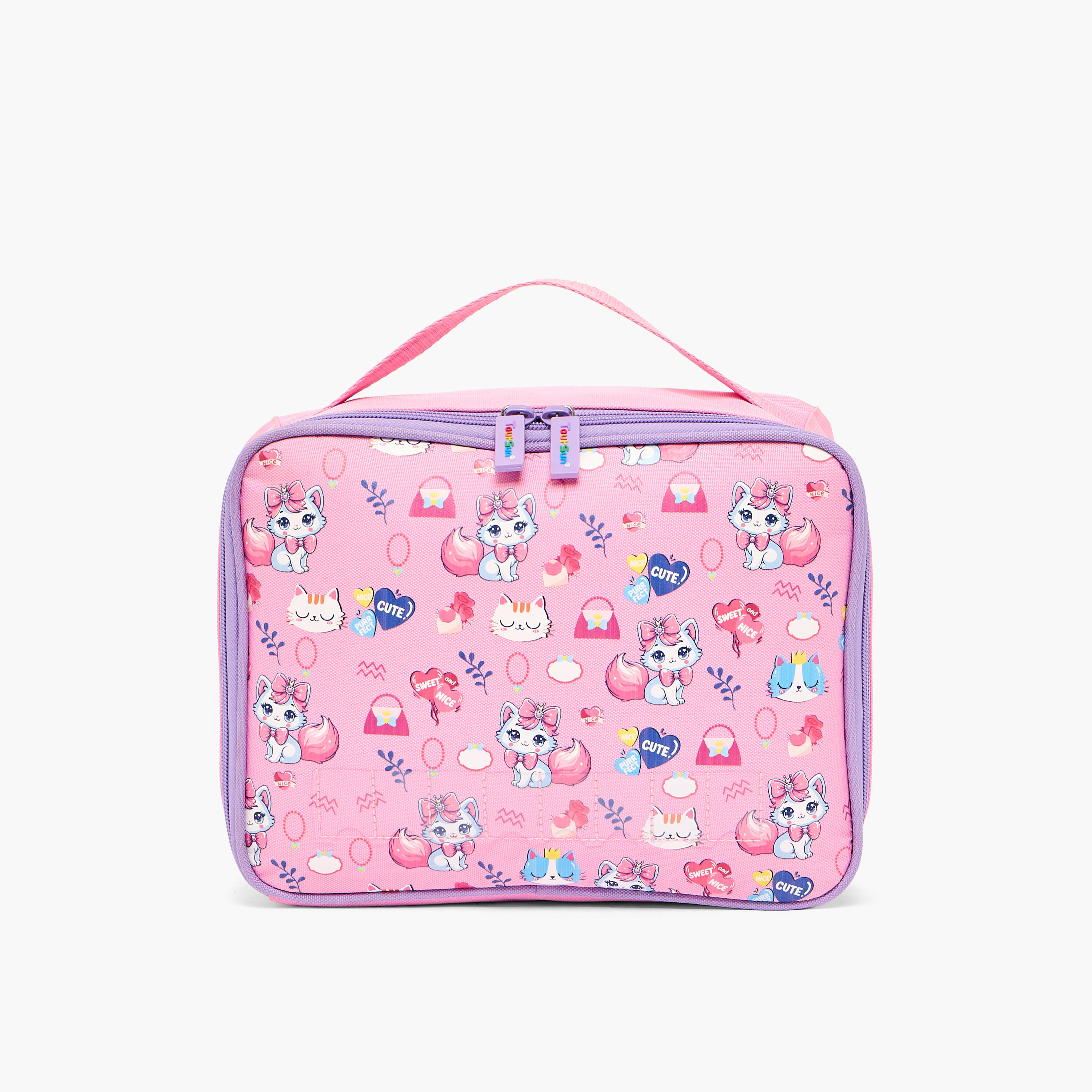 Toursun Cat Print Lunch Bag for Girls 5-8 Years with Zip Closure-school-lunchessentials-lunchbags-image-1